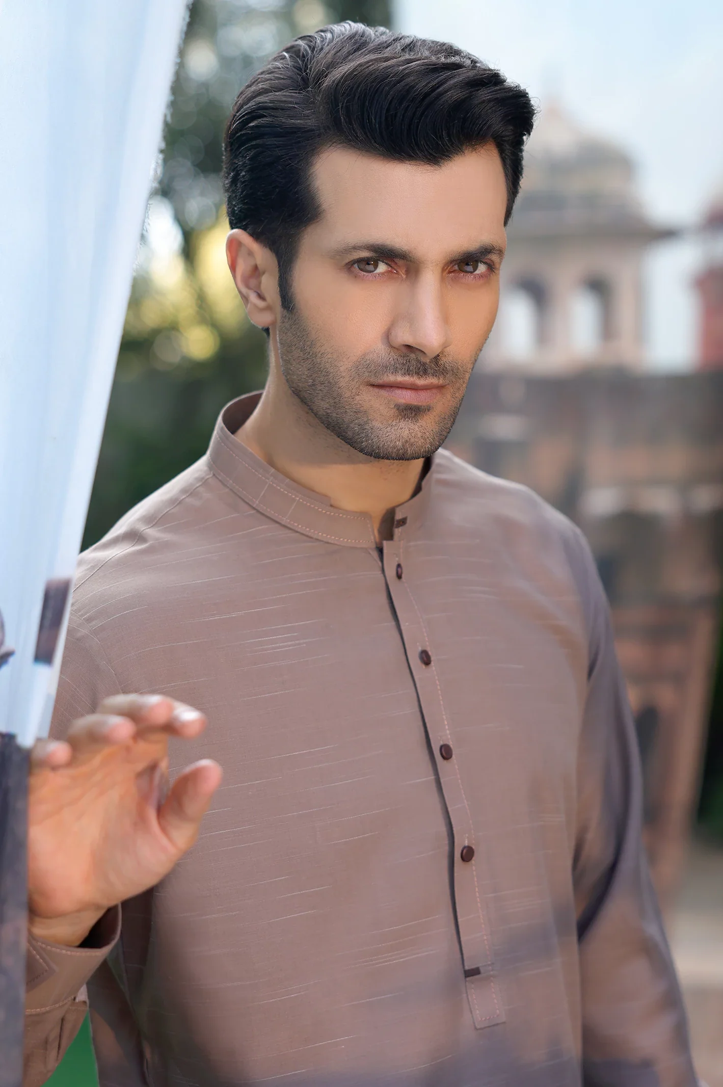 Brown Wash & Wear Shalwar Kameez - Image 5