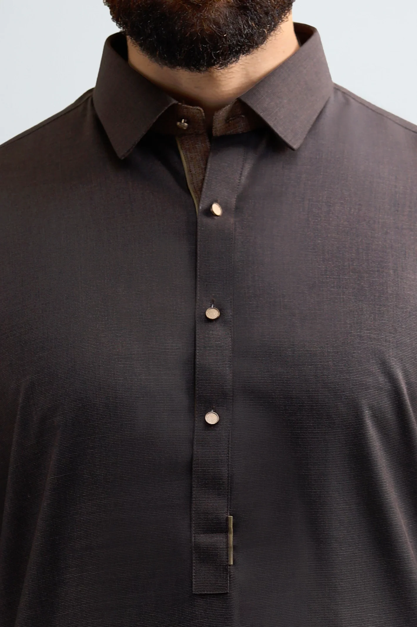 Dark Brown Wash & Wear Shalwar Kameez - Image 3