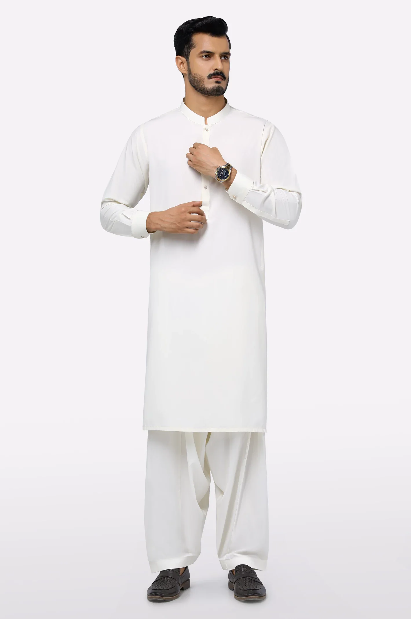 Cream Wash & Wear Shalwar Kameez - Image 2