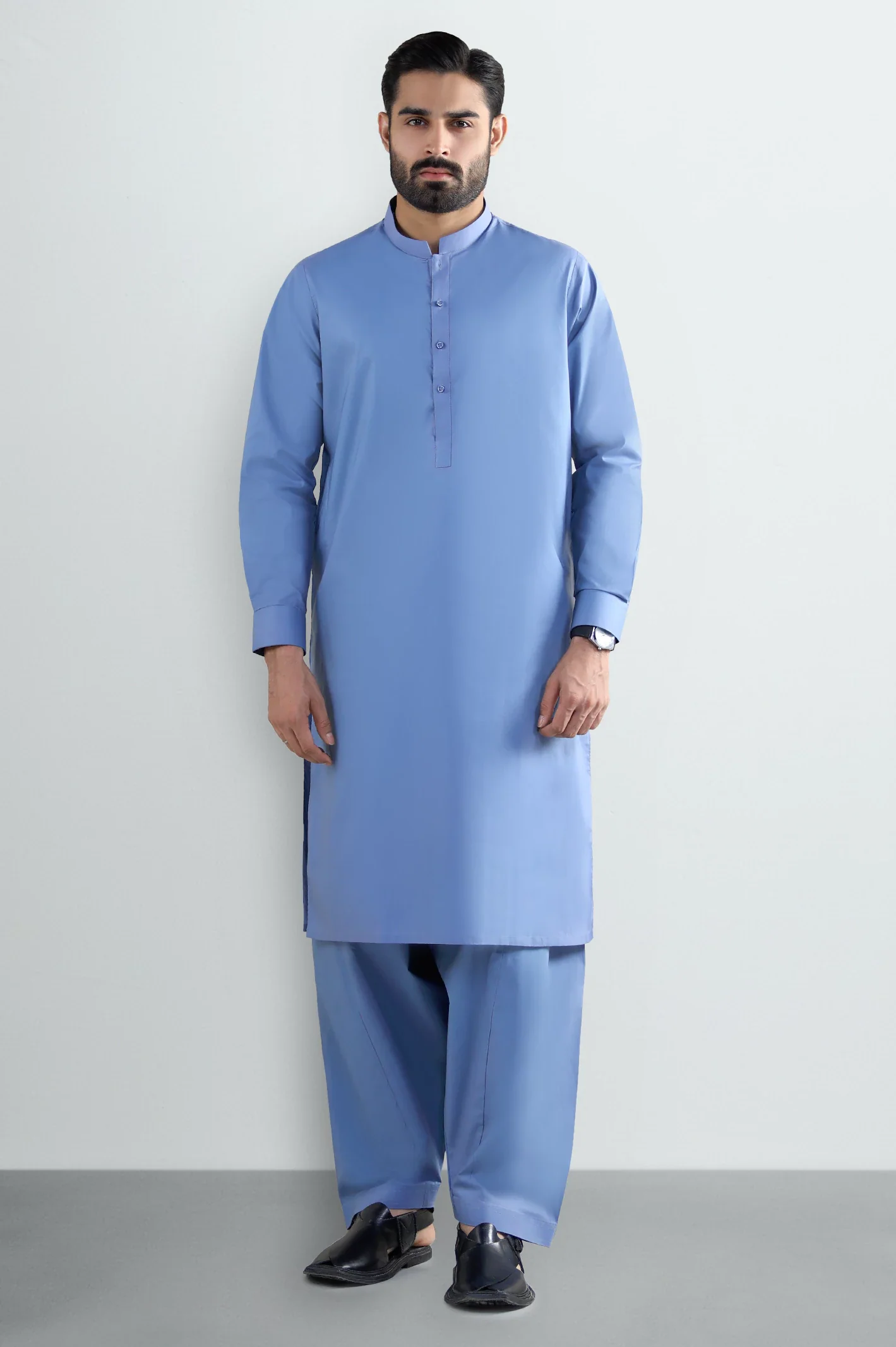 Blue Cotton Shalwar Kameez - Image 2