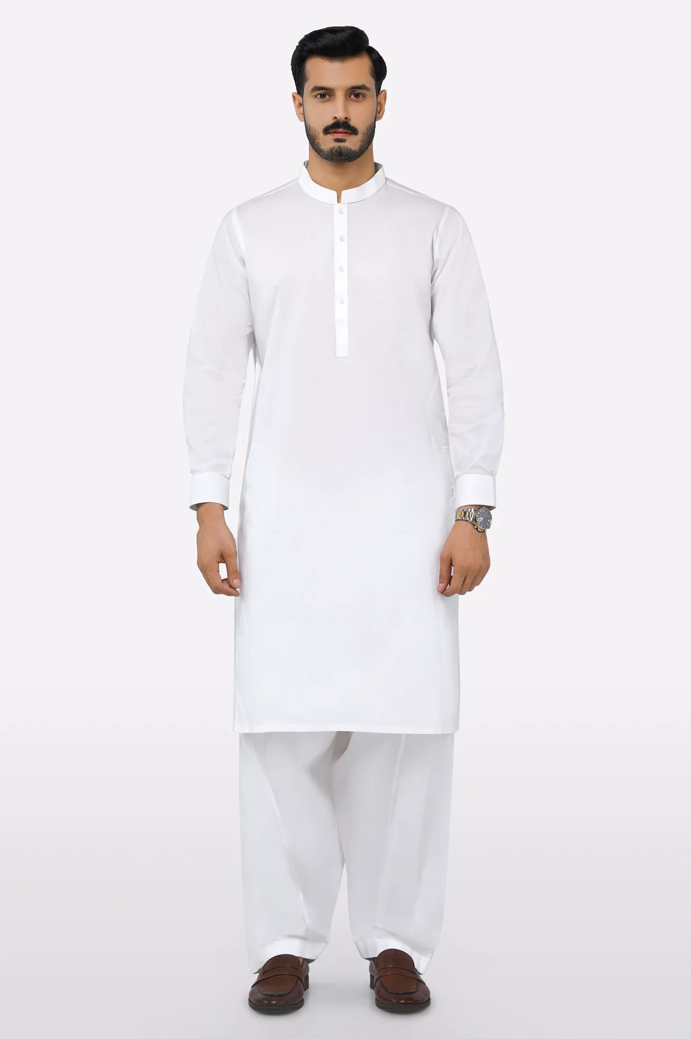 Cream Cotton Shalwar Kameez - Image 2