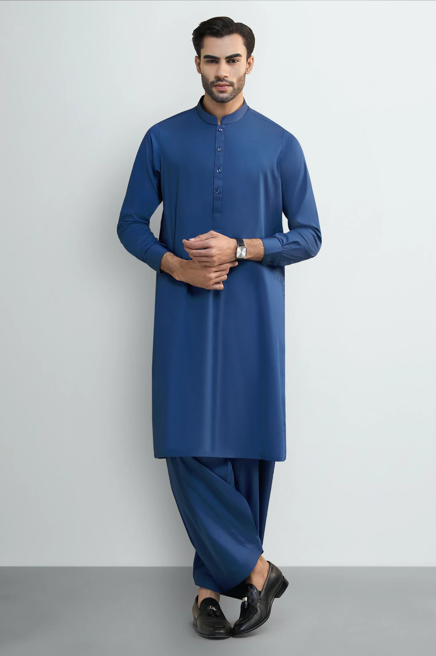 Royal Blue Cotton Shalwar Kameez - Image 2