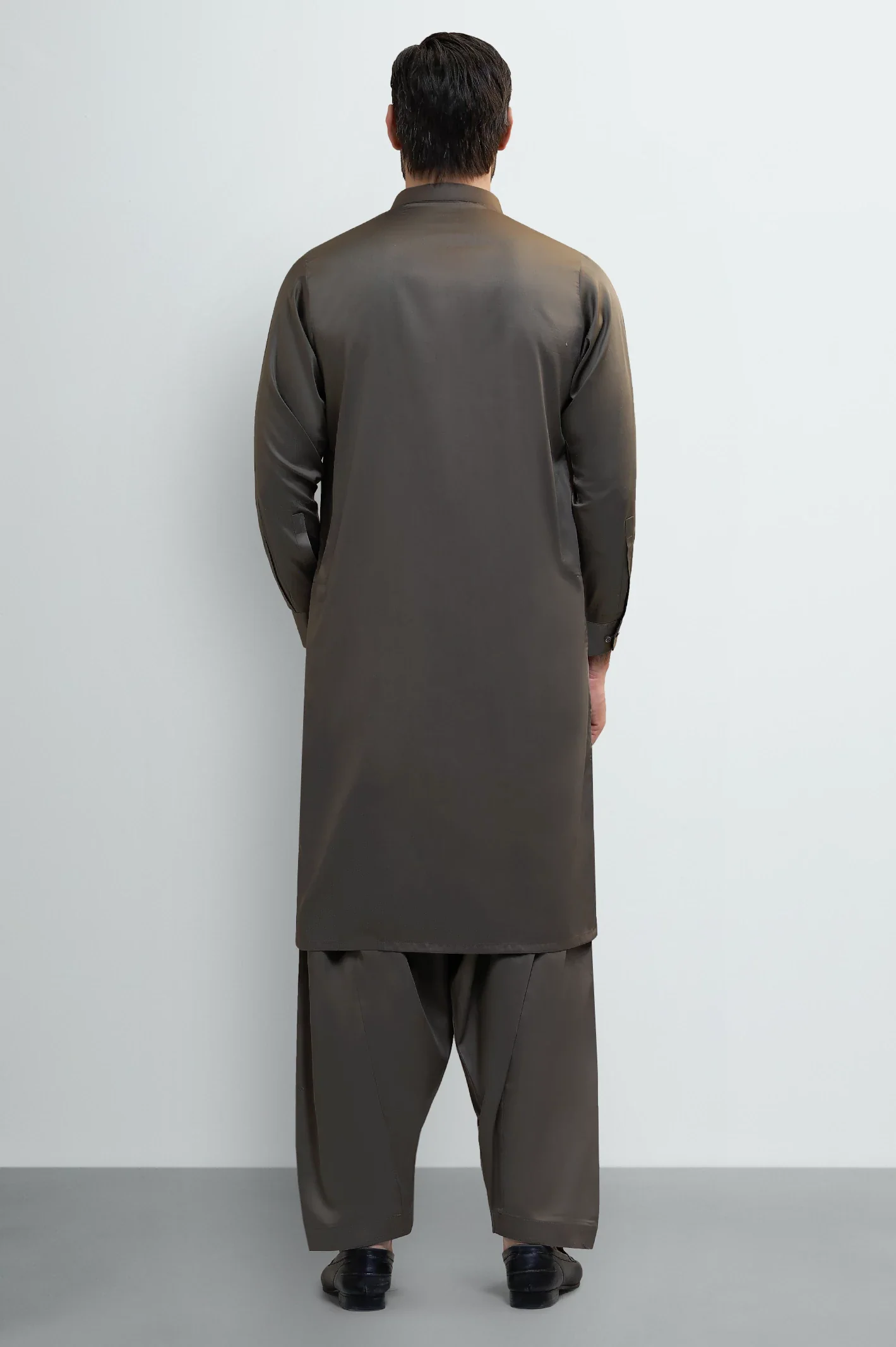 Dark Brown Cotton Shalwar Kameez - Image 4