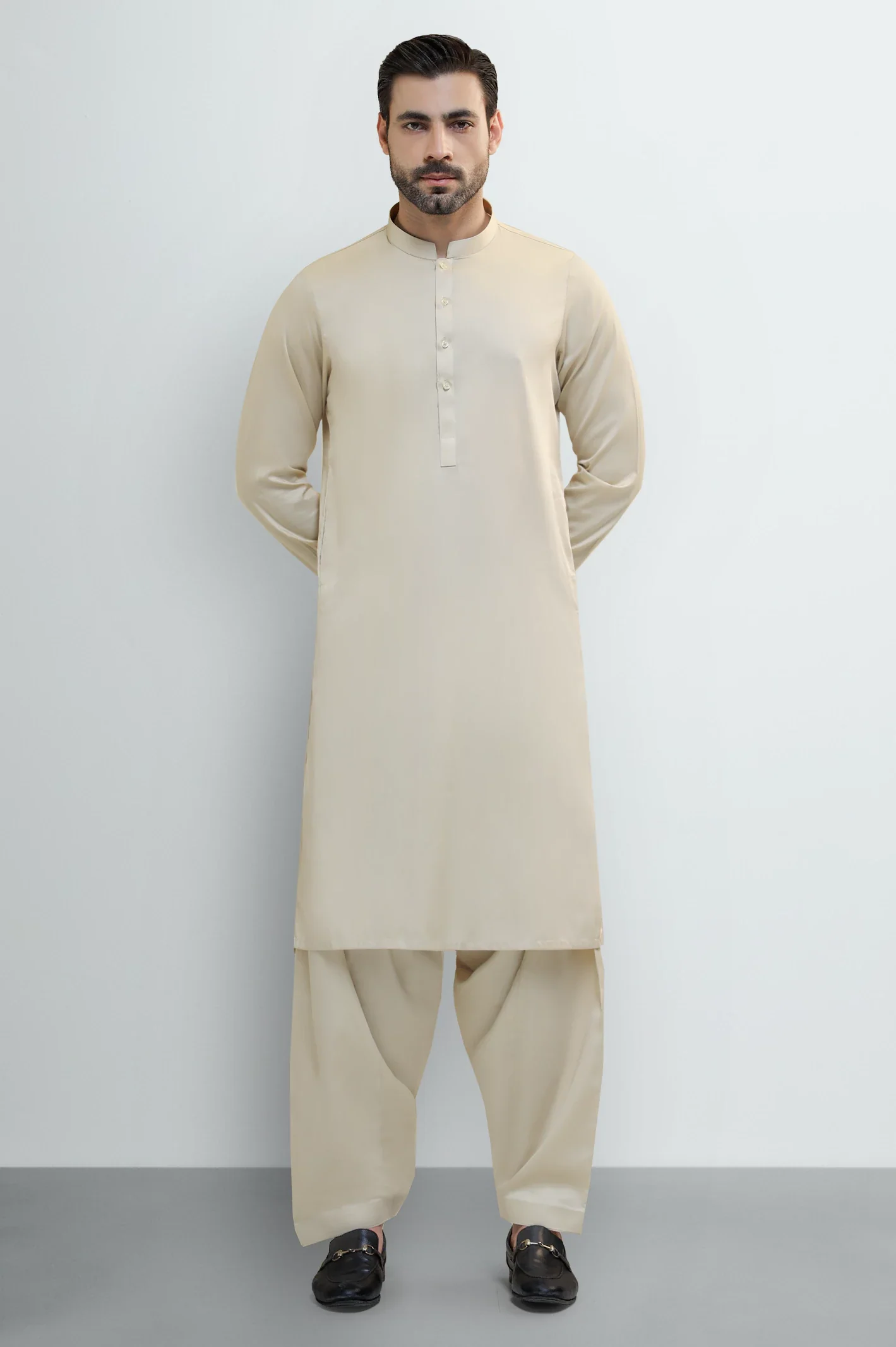 Dark Fawn Cotton Shalwar Kameez - Image 2