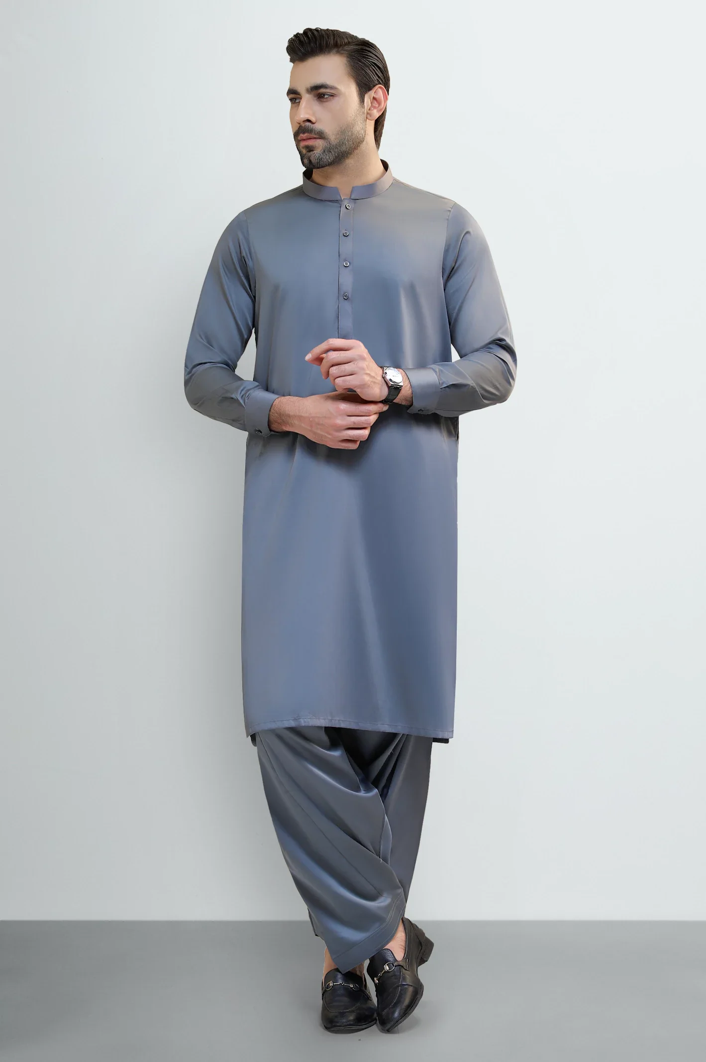 Grey Cotton Shalwar Kameez - Image 2