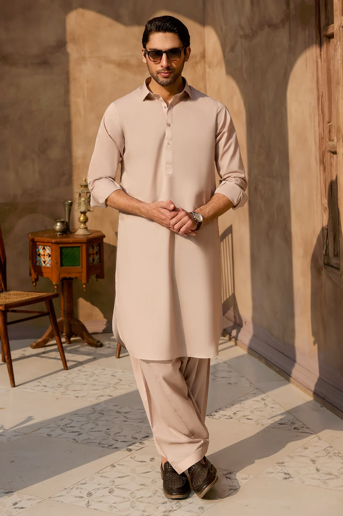 Dark Beige Cotton Shalwar Kameez - Image 4