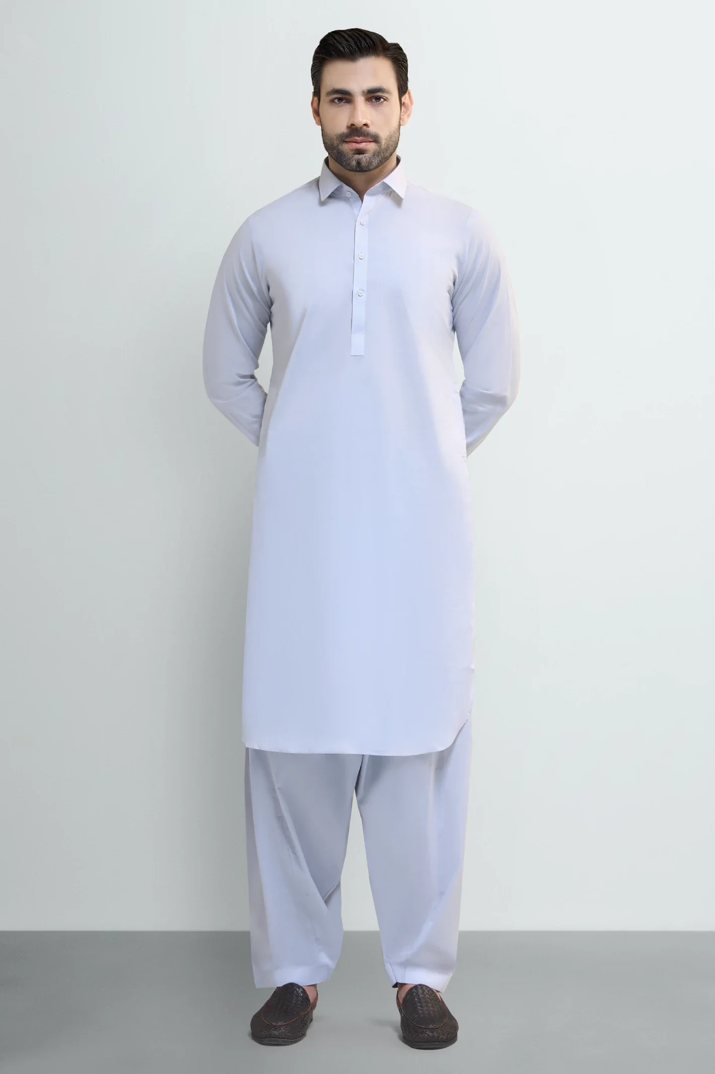 Light Grey Cotton Shalwar Kameez - Image 2