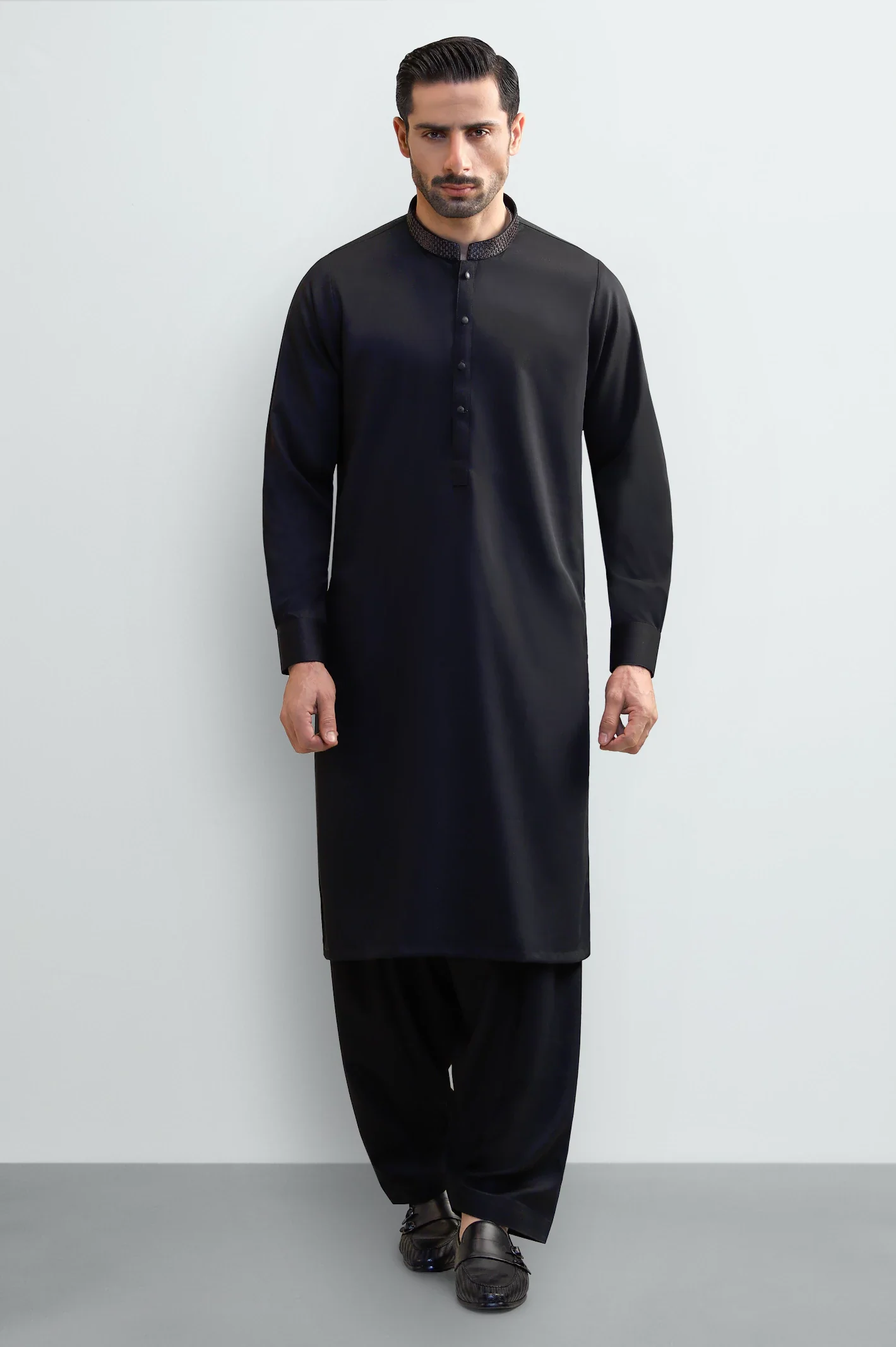 Black Wash & Wear Shalwar Kameez - Image 2