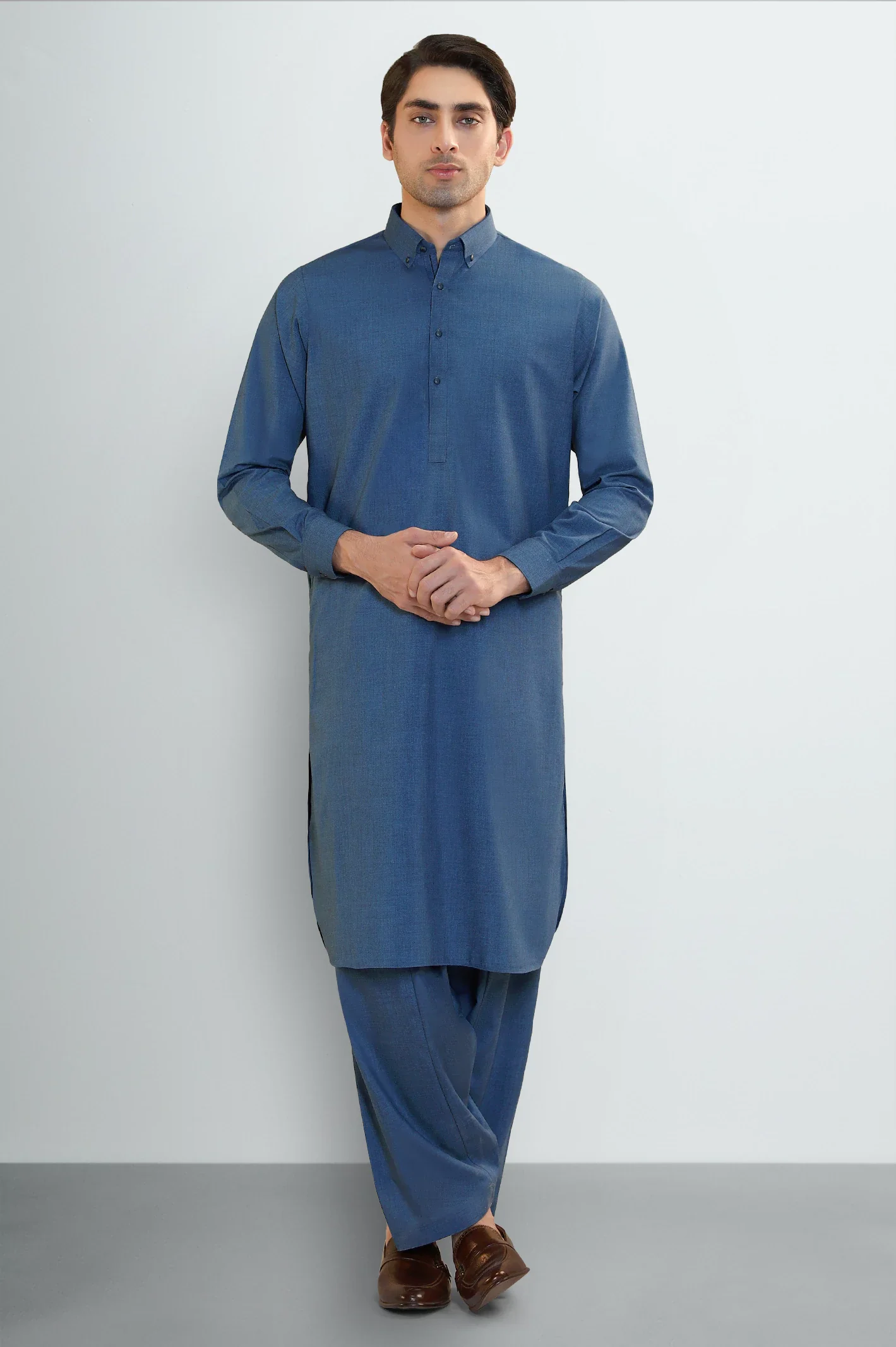 Blue Wash & Wear Shalwar Kameez - Image 2
