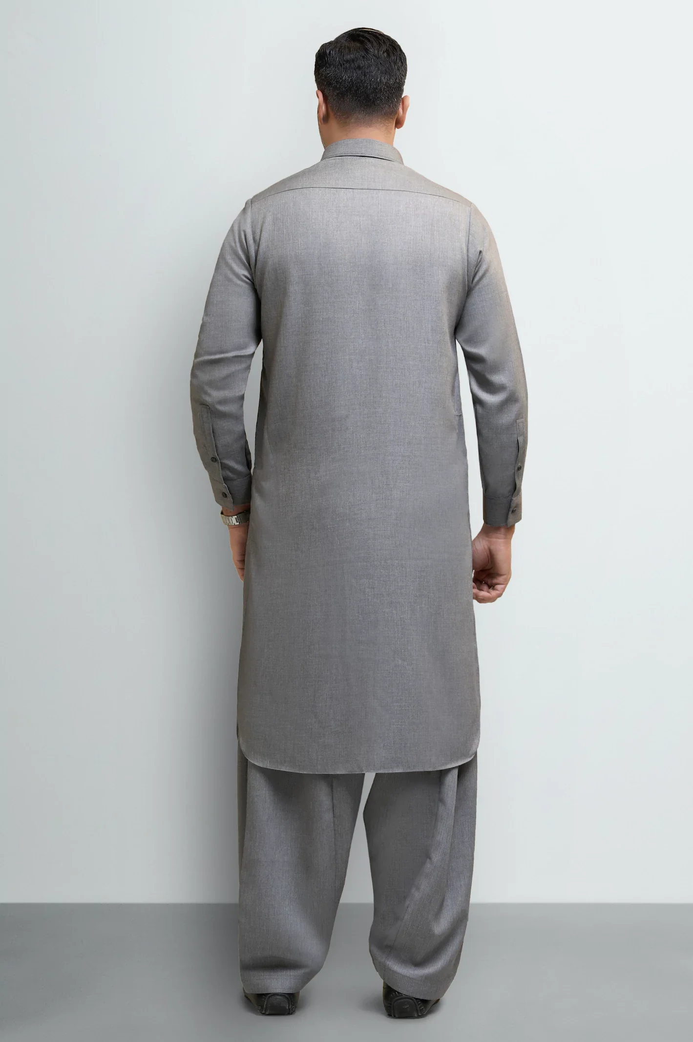 Light Grey Wash & Wear Shalwar Kameez - Image 4