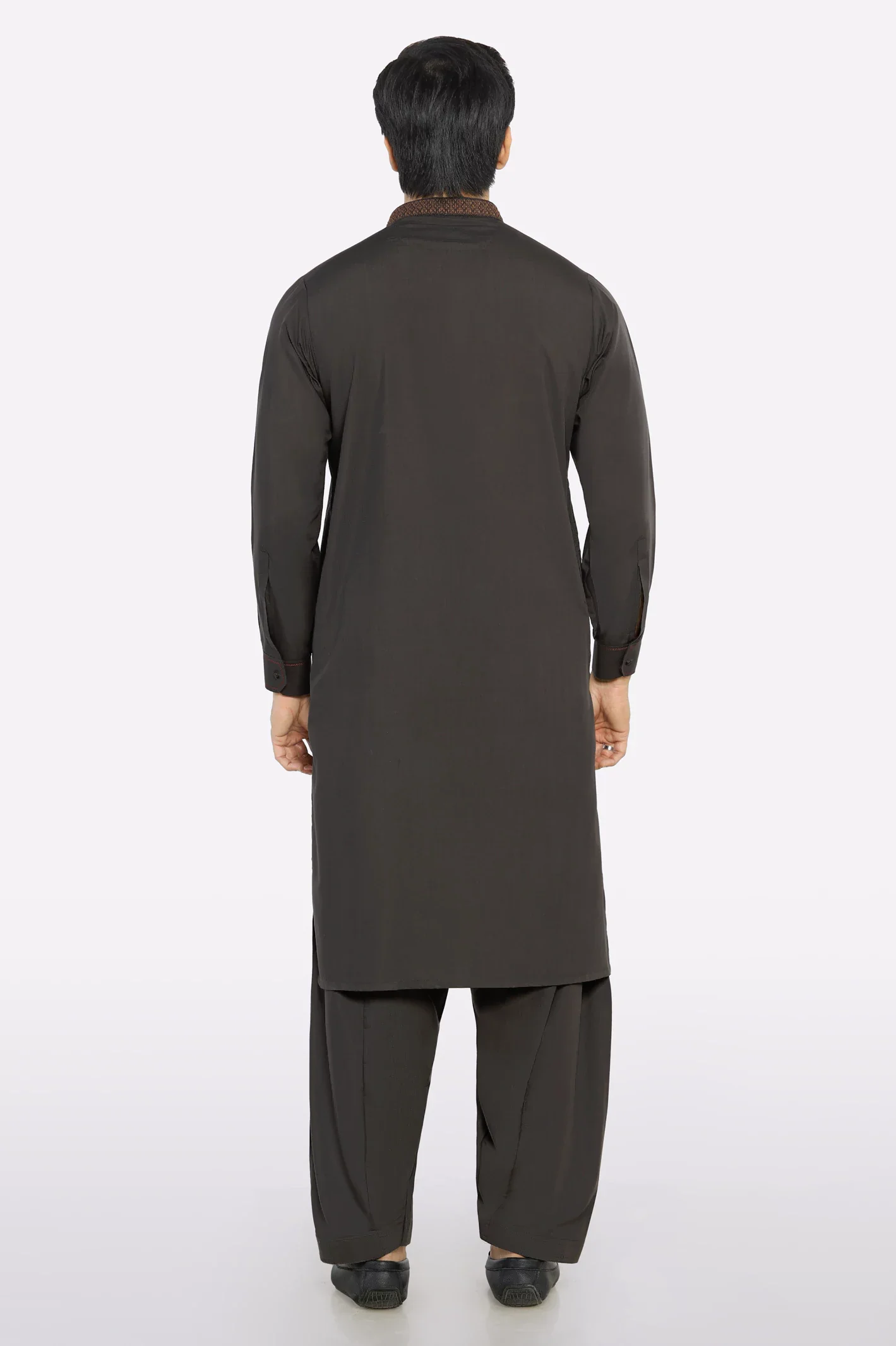 Coffee Brown Wash & Wear Shalwar Kameez - Image 4