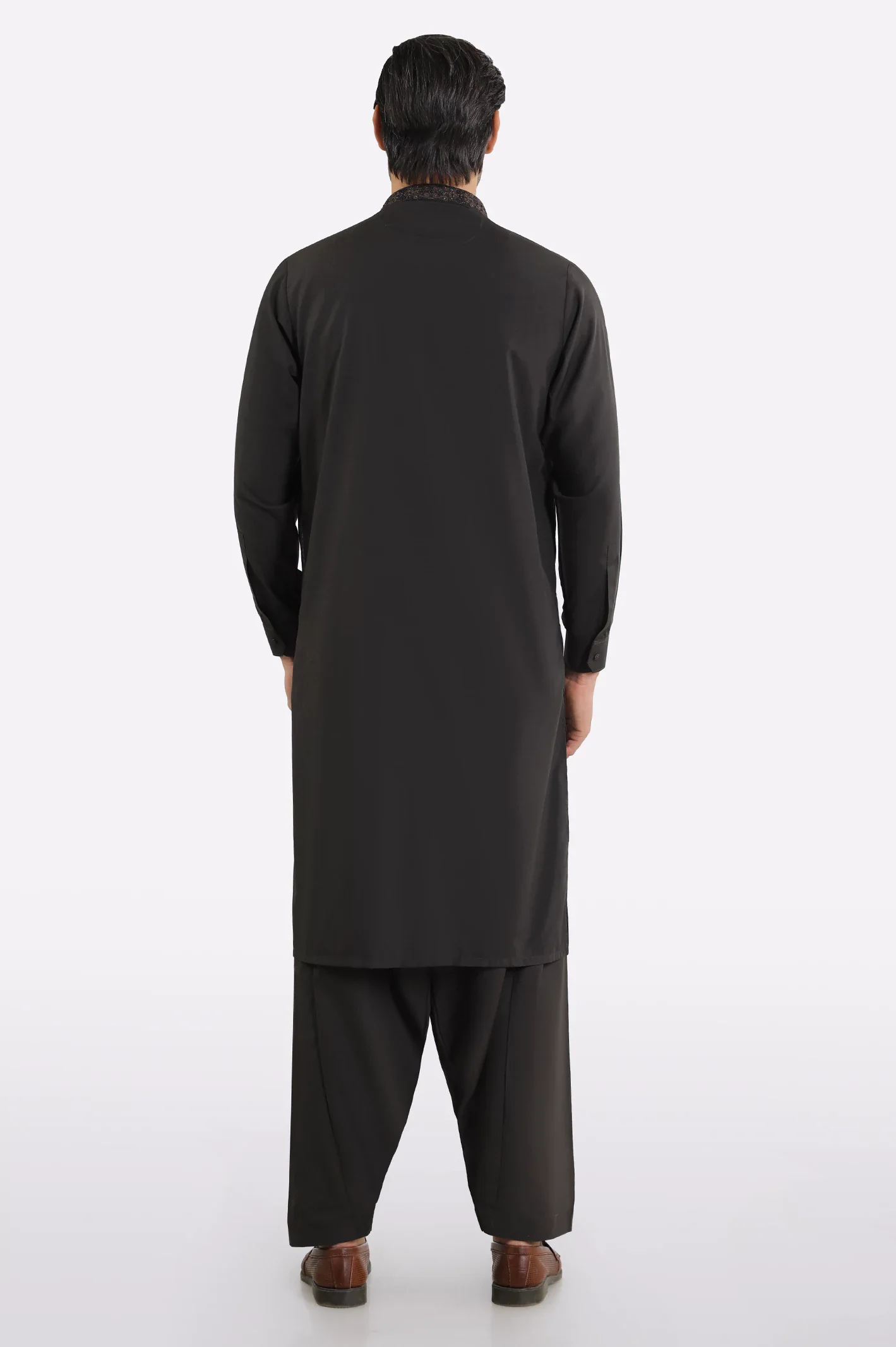 Dark Brown Wash & Wear Shalwar Kameez - Image 4