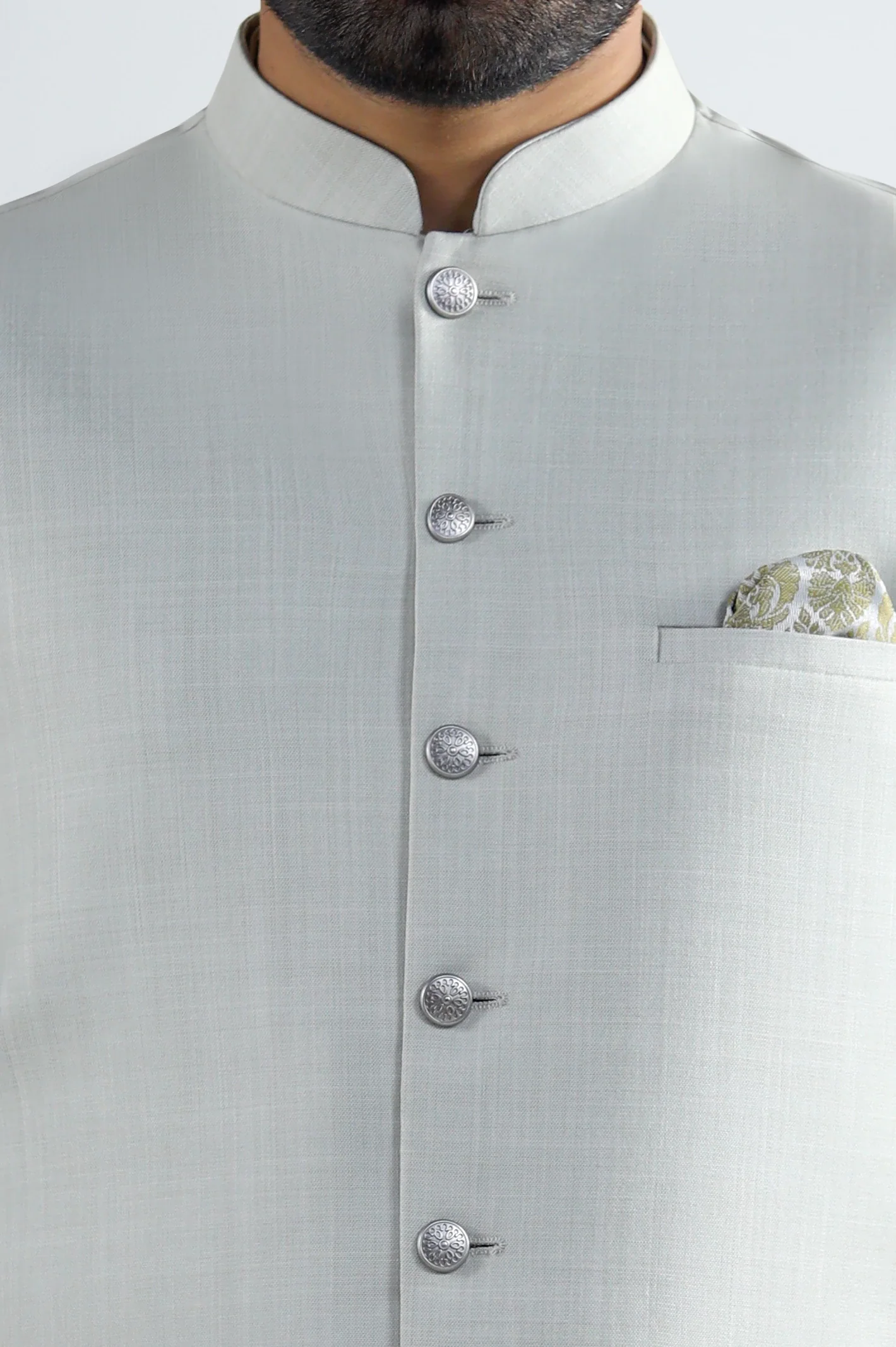 Light Green Shalwar Kameez with Waistcoat - Image 3