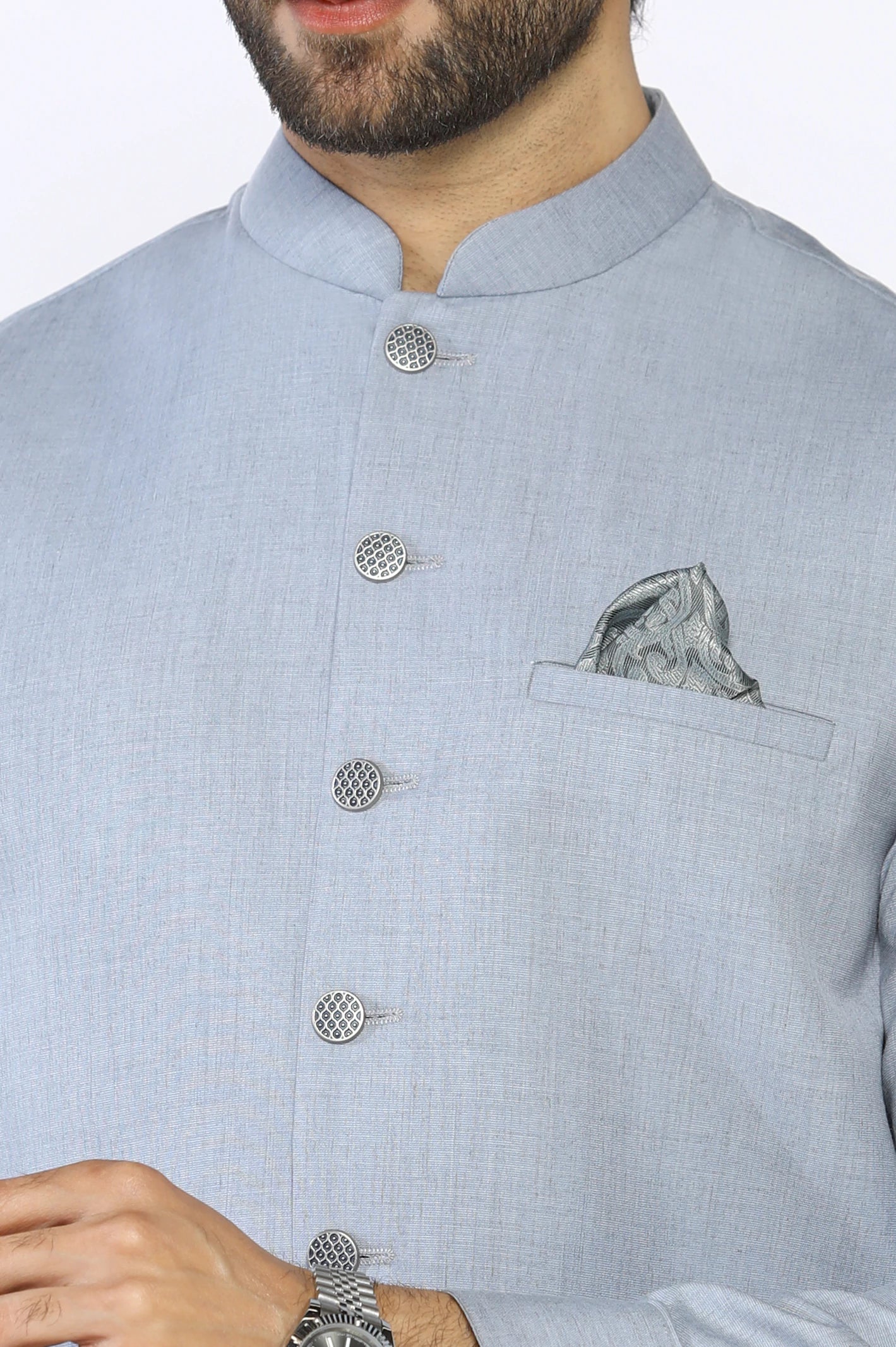 Grey Shalwar Kameez with Waistcoat - Image 3