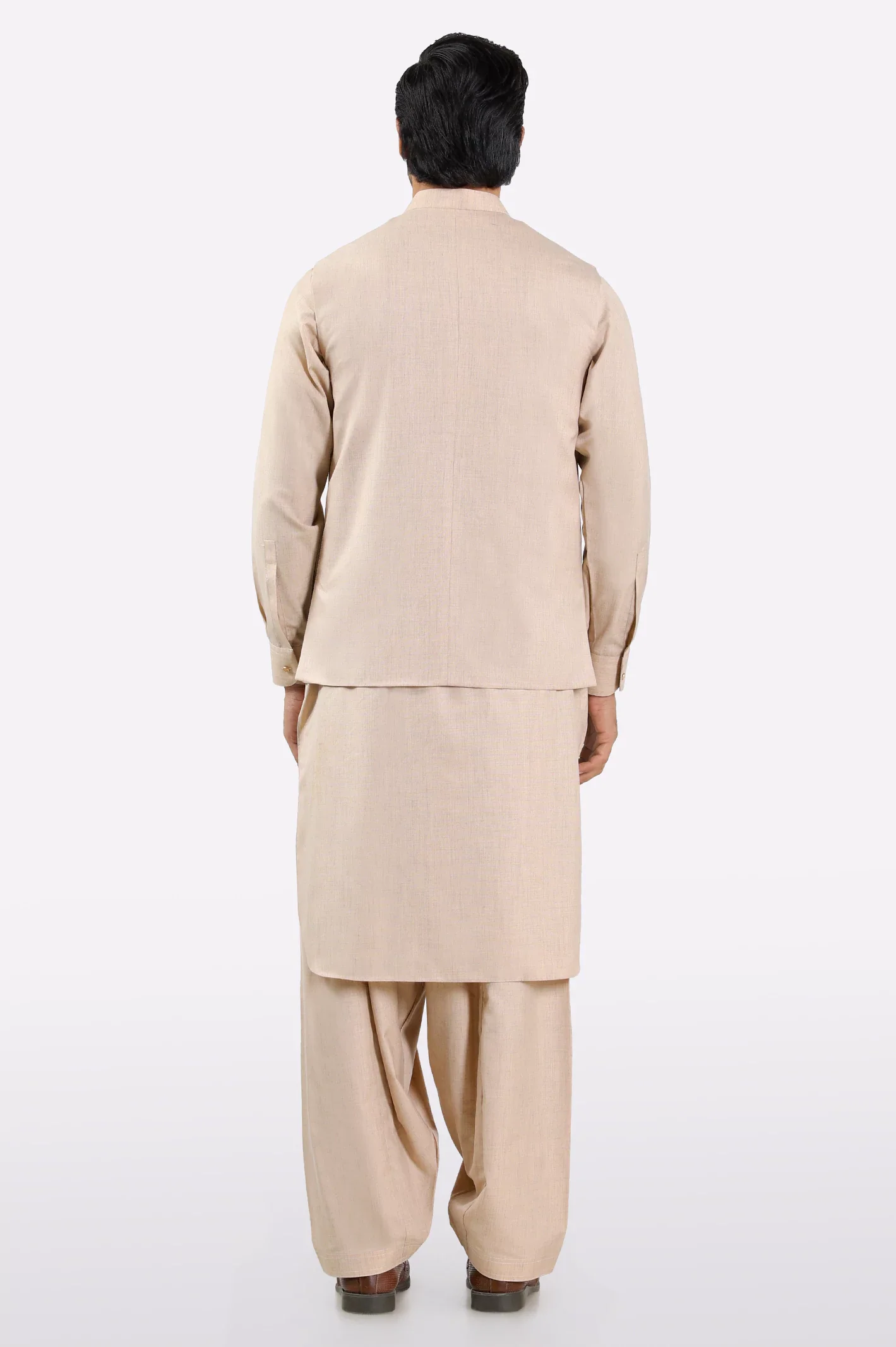Light Brown Shalwar Kameez with Waistcoat - Image 3