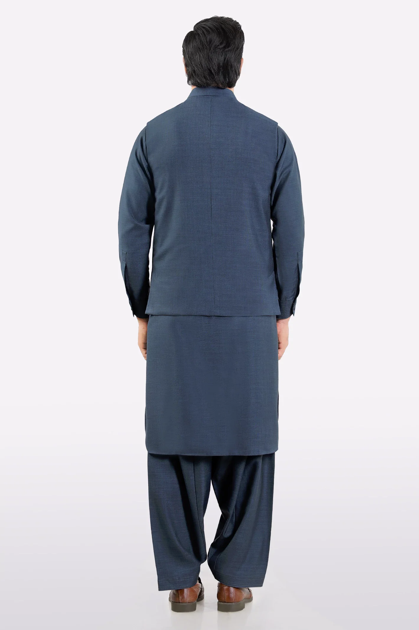 Grey Shalwar Kameez with Waistcoat - Image 3