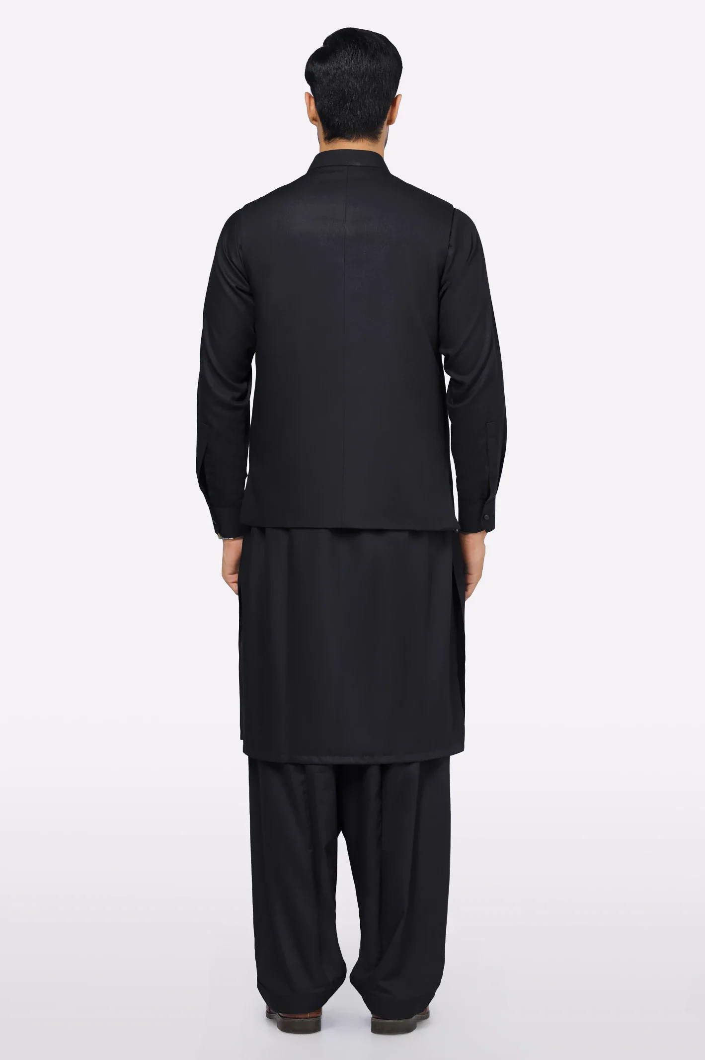 Black Shalwar Kameez with Waistcoat - Image 3