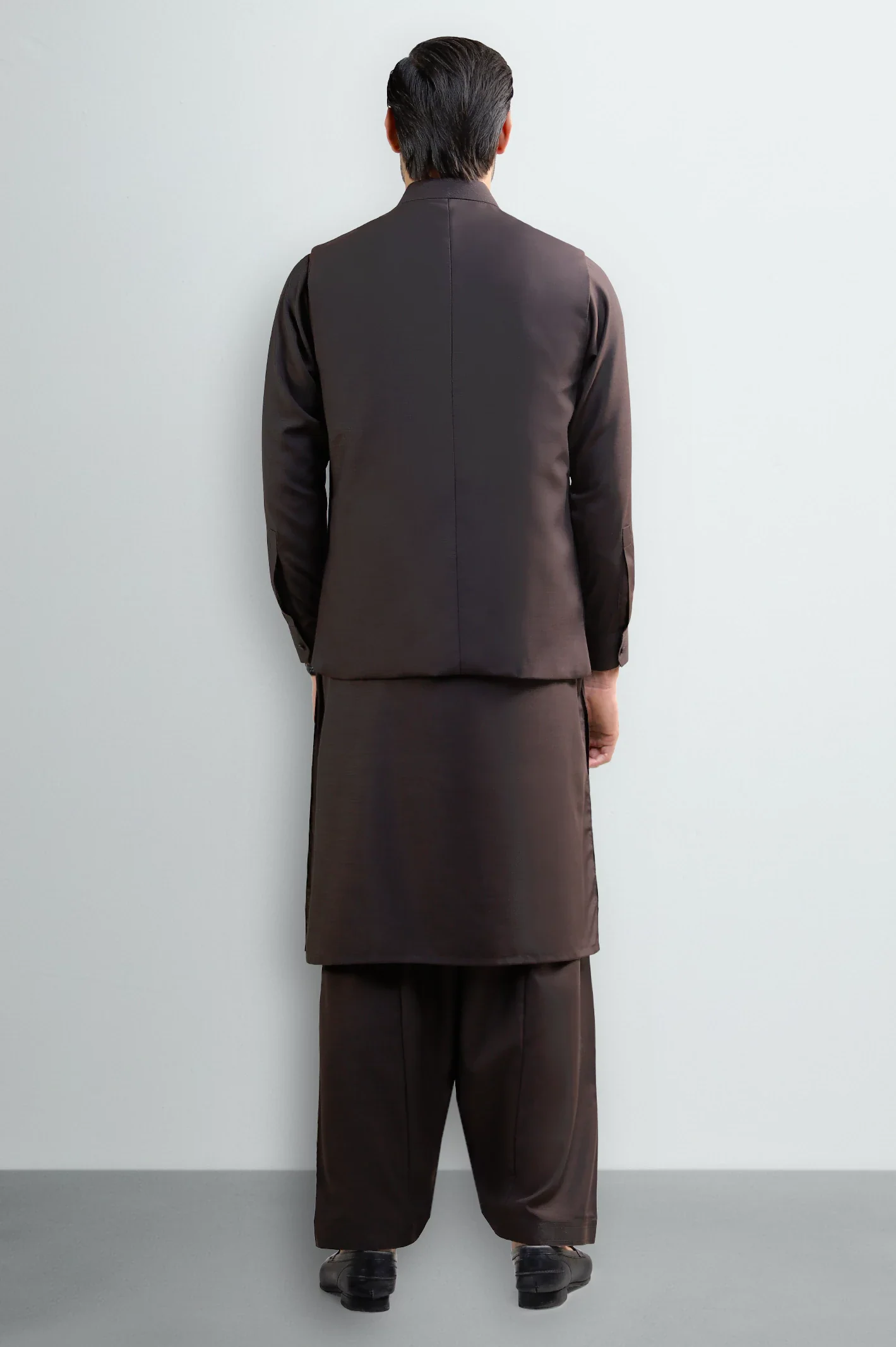 Dark Maroon Shalwar Kameez with Waistcoat - Image 4