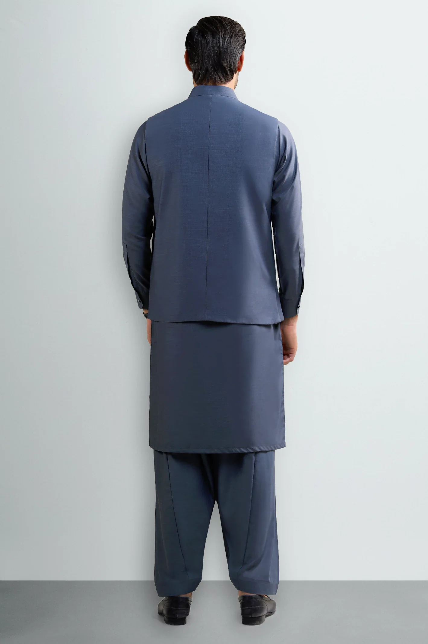 Grey Shalwar Kameez with Waistcoat - Image 4