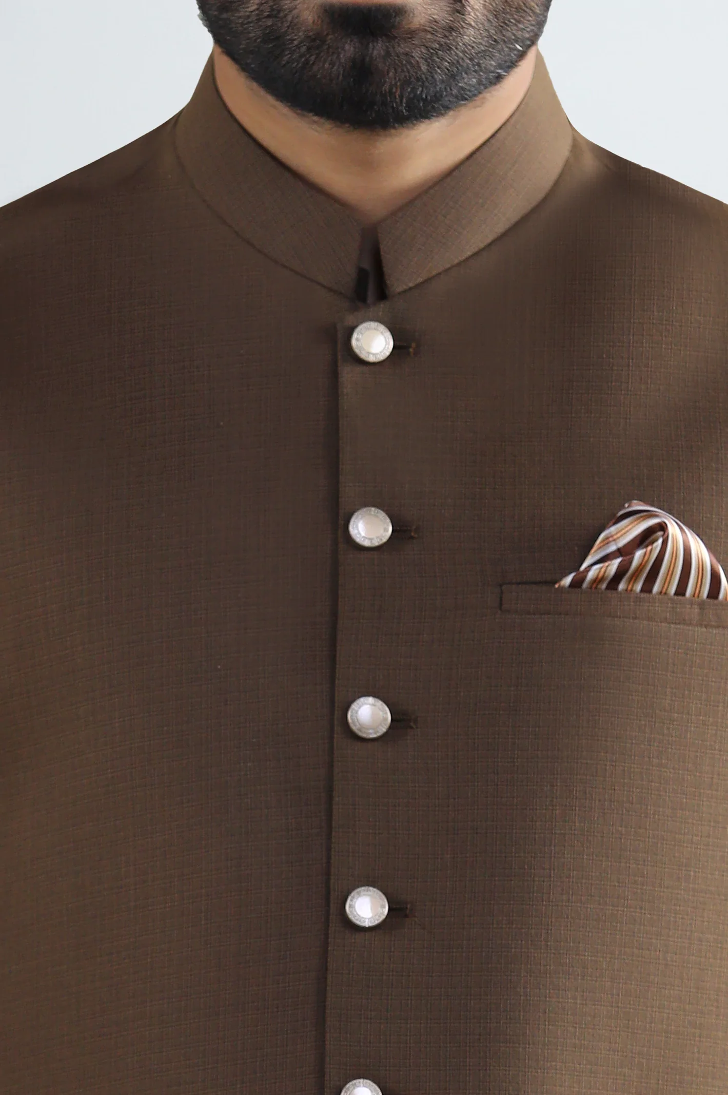 Dark Brown Shalwar Kameez with Waistcoat - Image 2