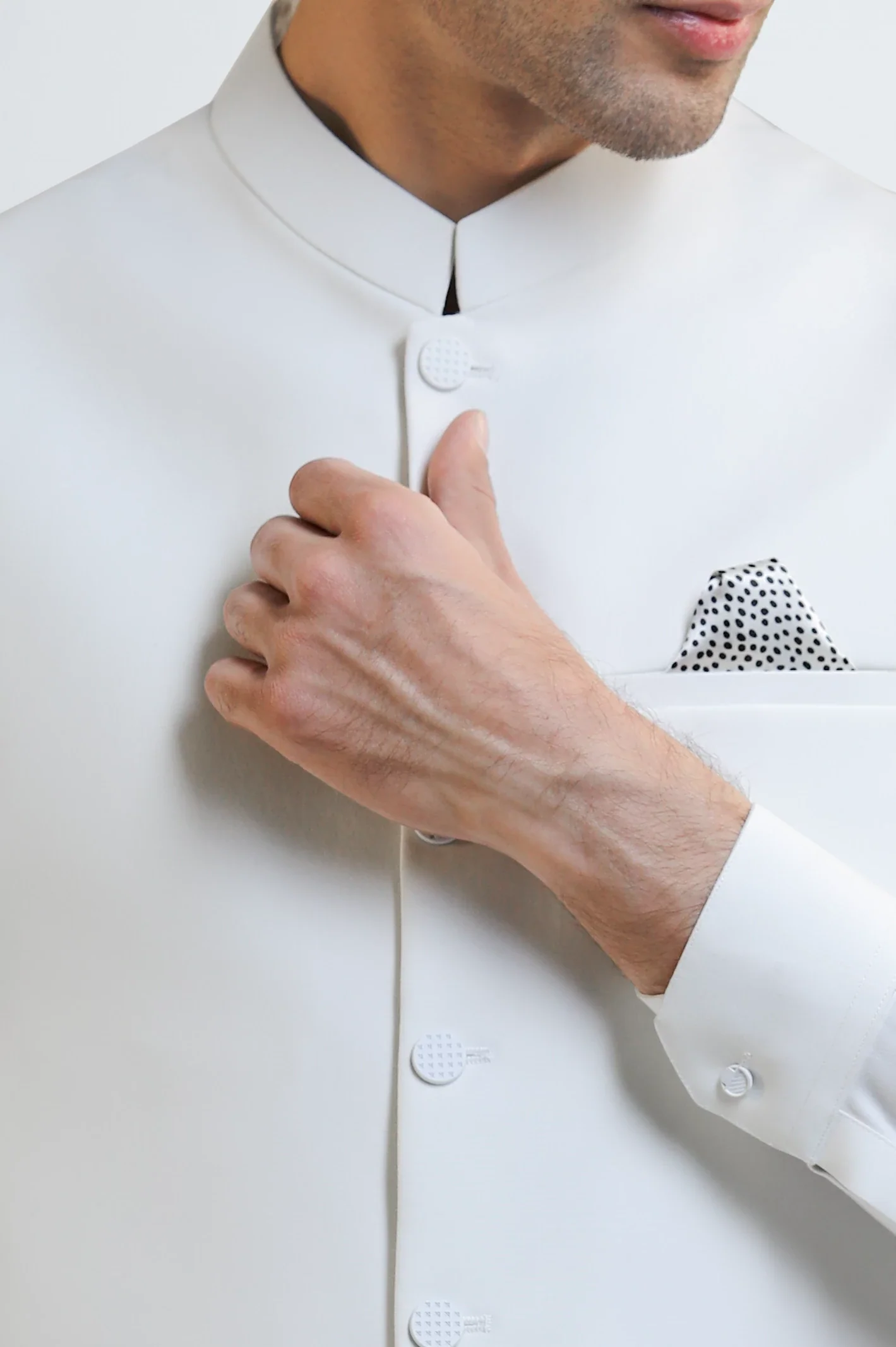 White Shalwar Kameez with Waistcoat - Image 3