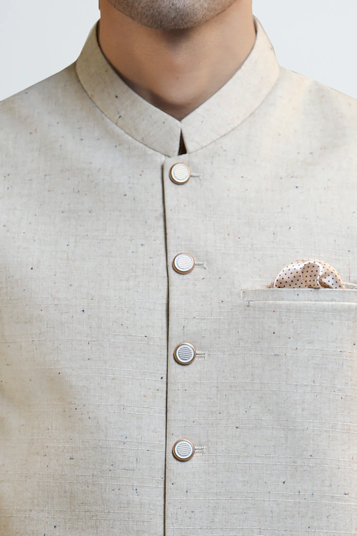 Sand Shalwar Kameez with Waistcoat - Image 3