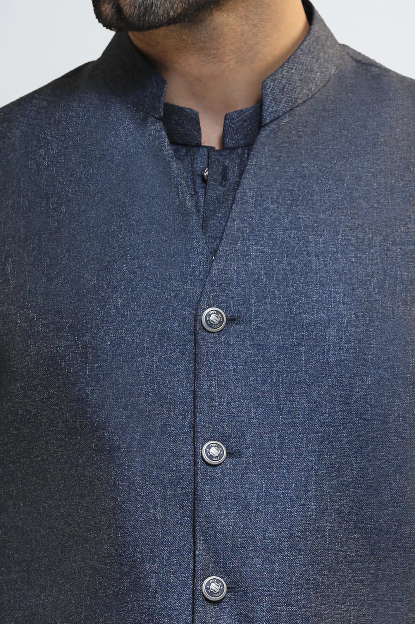 Blue Shalwar Kameez with Waistcoat - Image 3