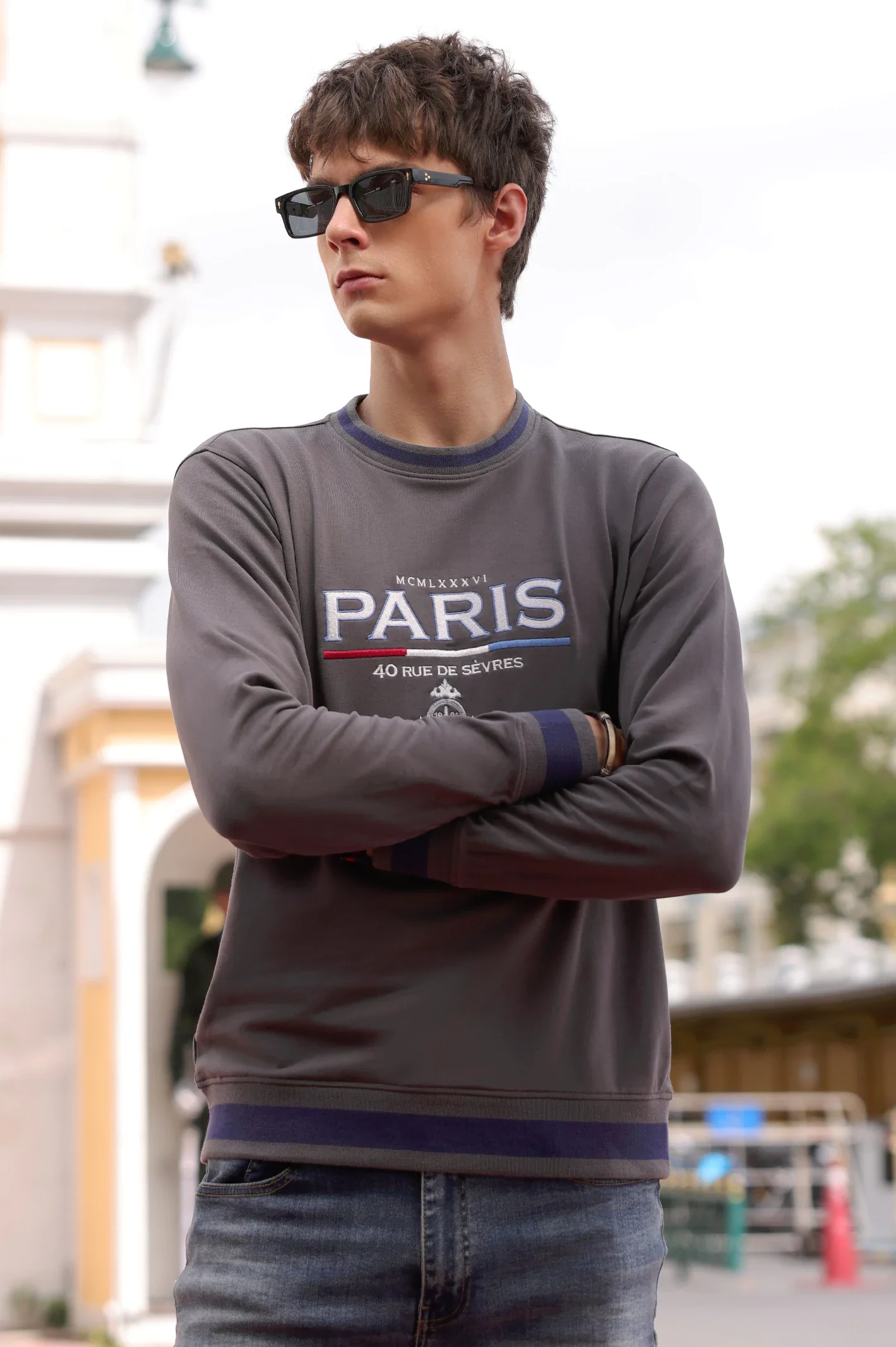 Charcoal Embroidered Sweatshirt - Image 2