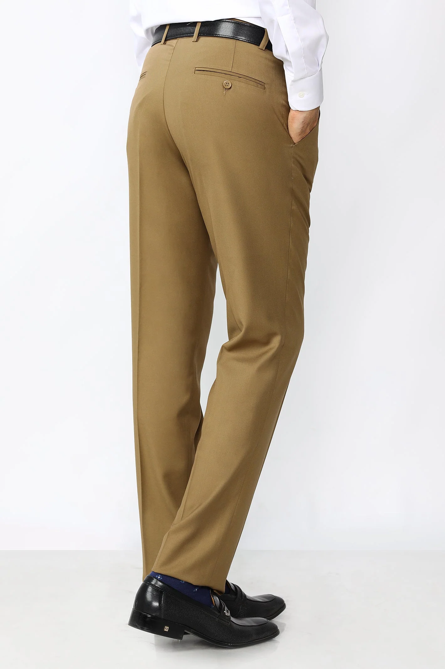 Camel Wash & Wear Regular Fit Trouser - Image 3