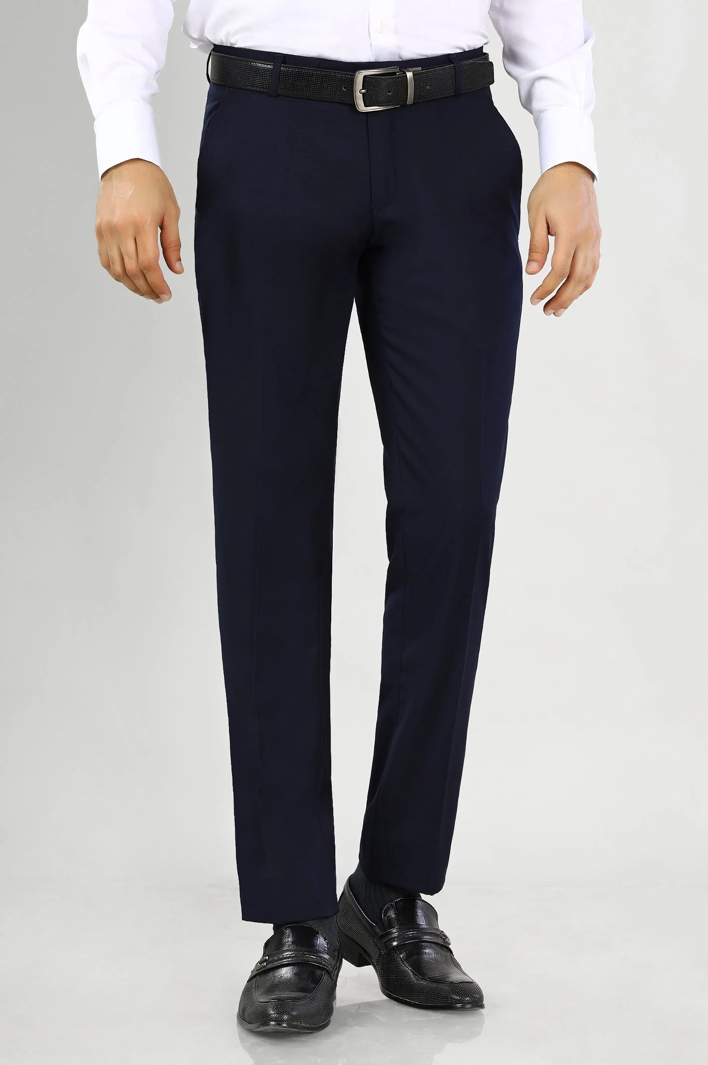 Navy Blue Wash & Wear Smart Fit Trouser