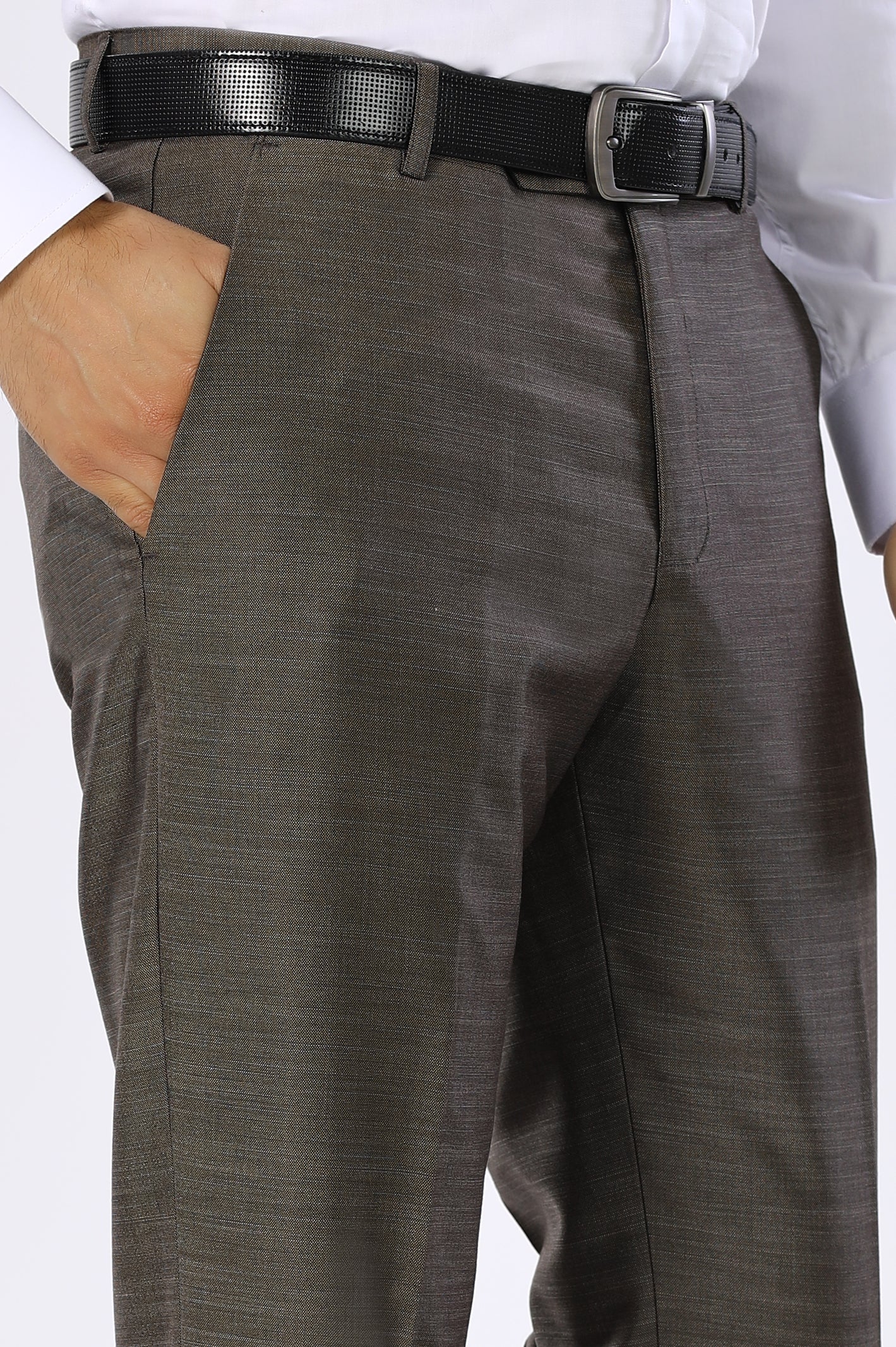 Brown Wash & Wear Regular Fit Trouser - Image 2