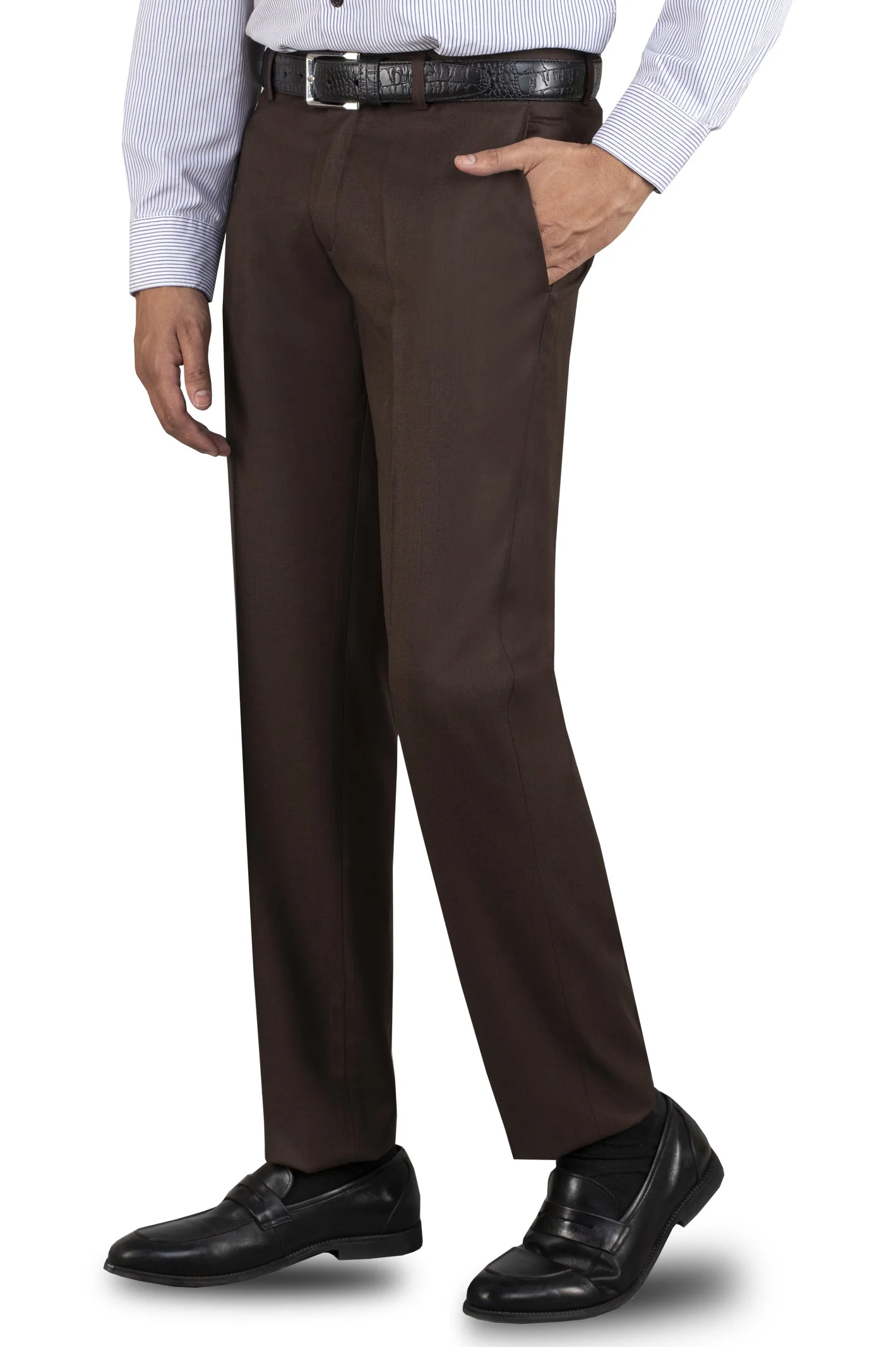 Brown Wash & Wear Smart Fit Trouser - Image 2