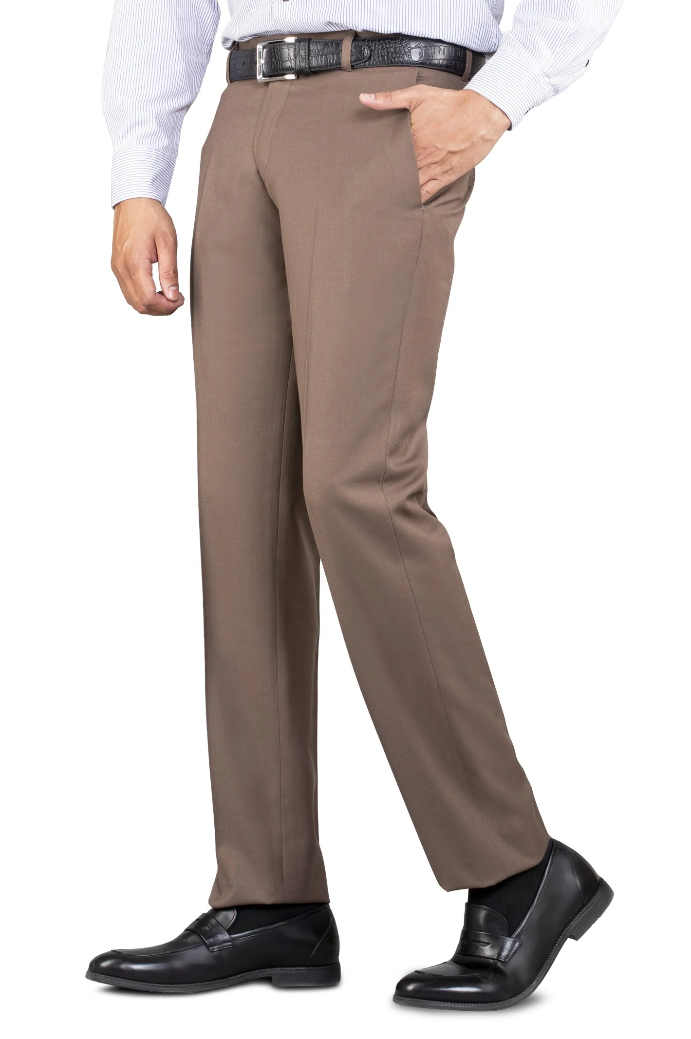 Olive Wash & Wear Smart Fit Trouser - Image 2