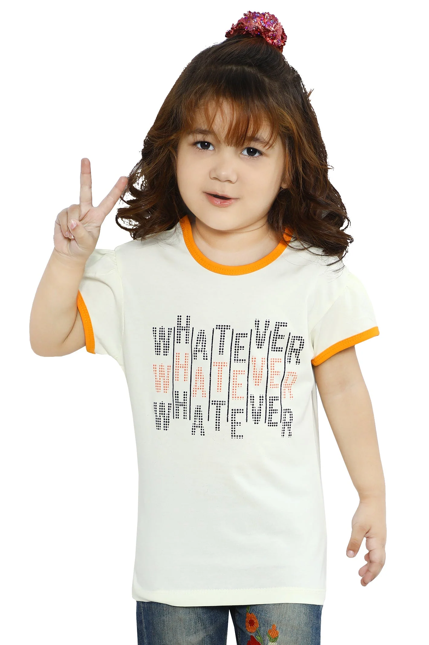 Girls T-Shirt In Cream SKU: KGA-0240-CREAM
