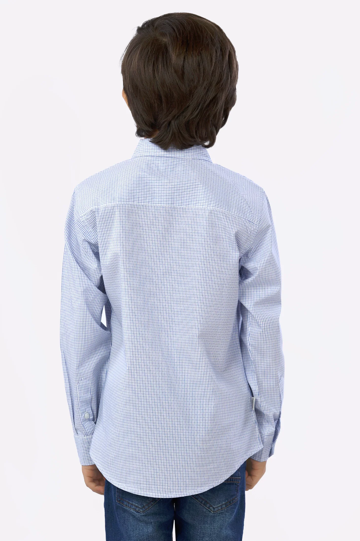 Blue Mini-Check Boys Shirt - Image 4