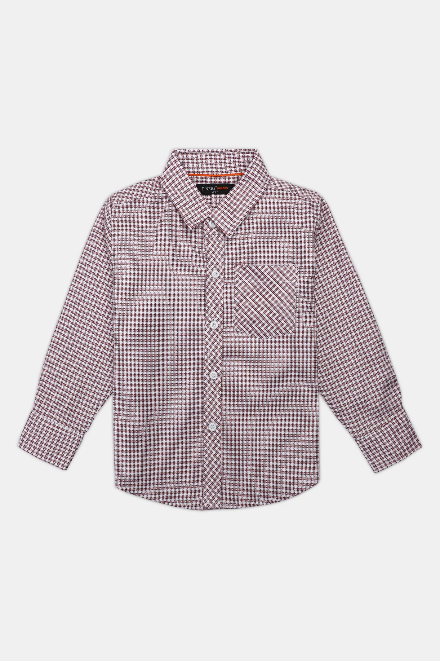 Red Houndstooth Check Casual Shirt