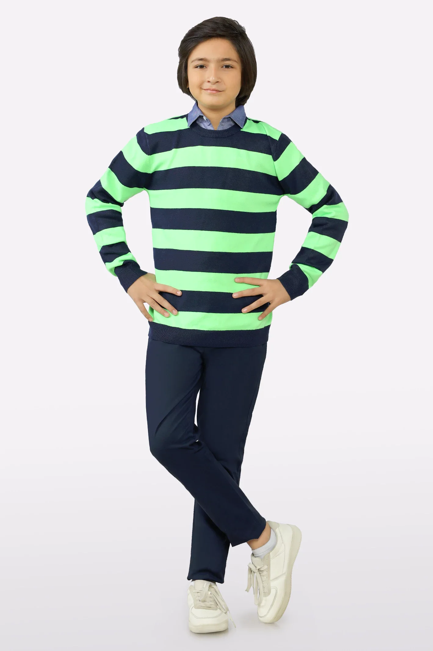 Green Round Neck Boys Sweaters - Image 2