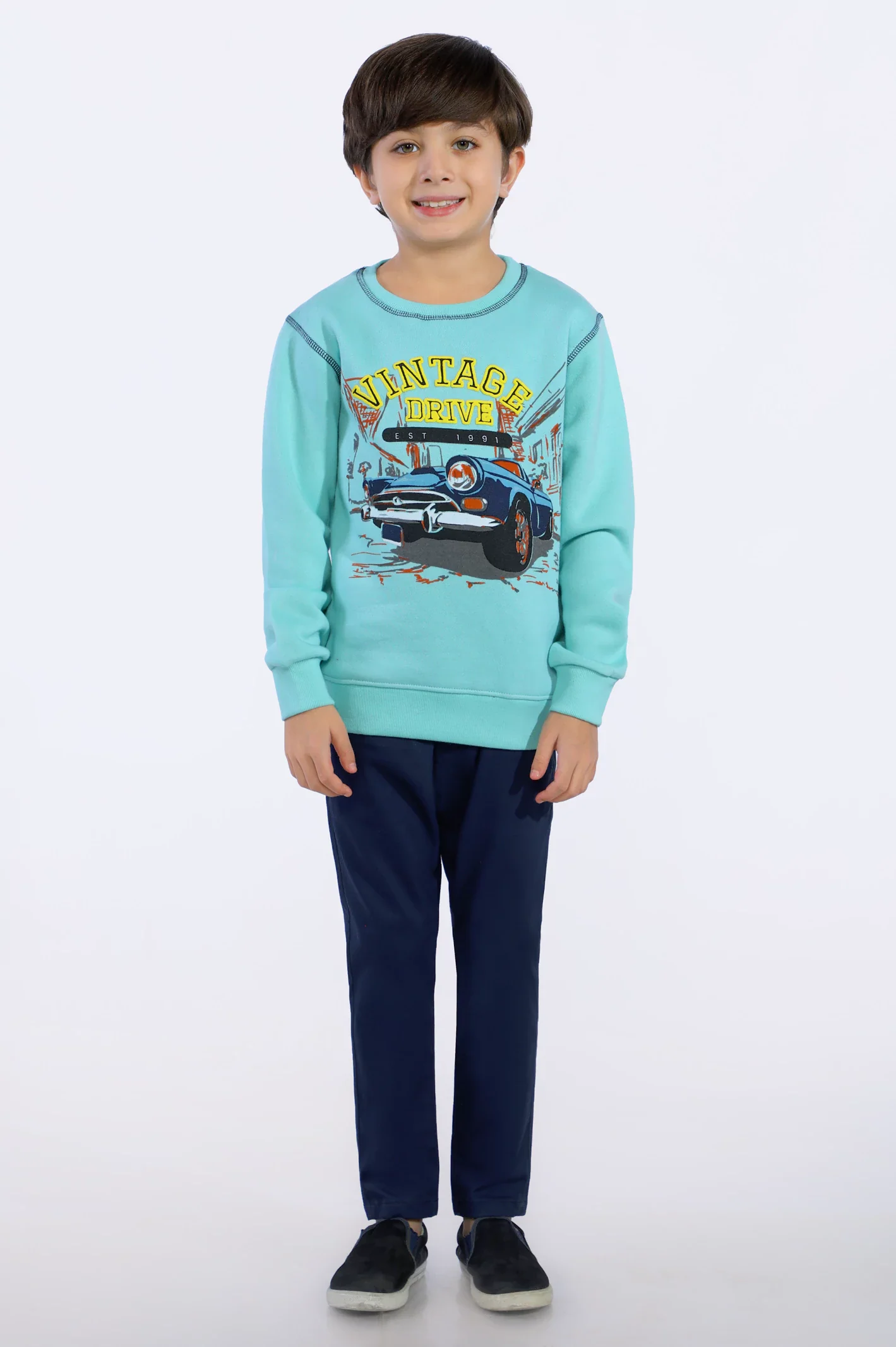 Vintage Design Embossed Boys Sweatshirt - Image 2