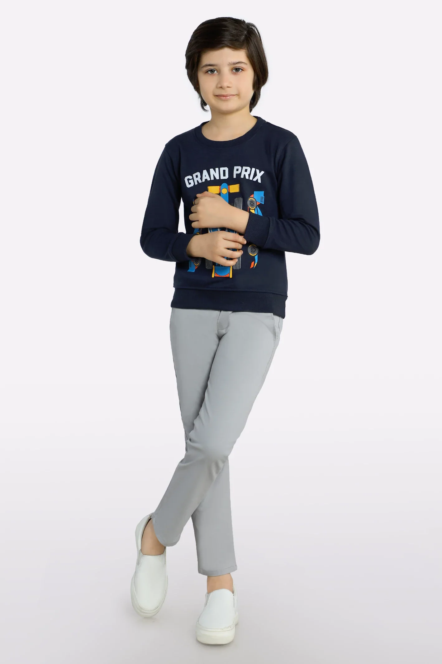 Navy Blue Graphic Boys Sweatshirt - Image 2