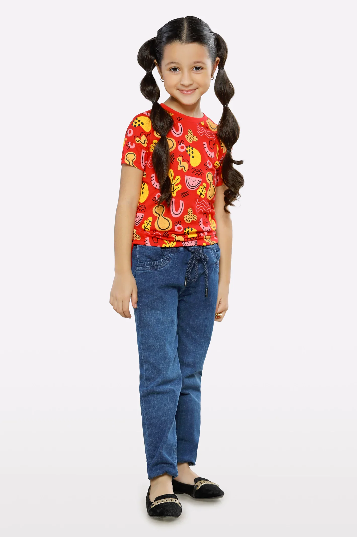 Red Graphic Printed Girls T-Shirt - Image 2