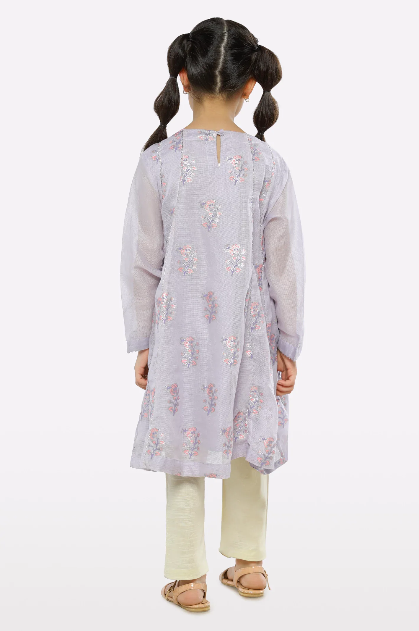Lilac Embroidered Girls Kurti - Image 3