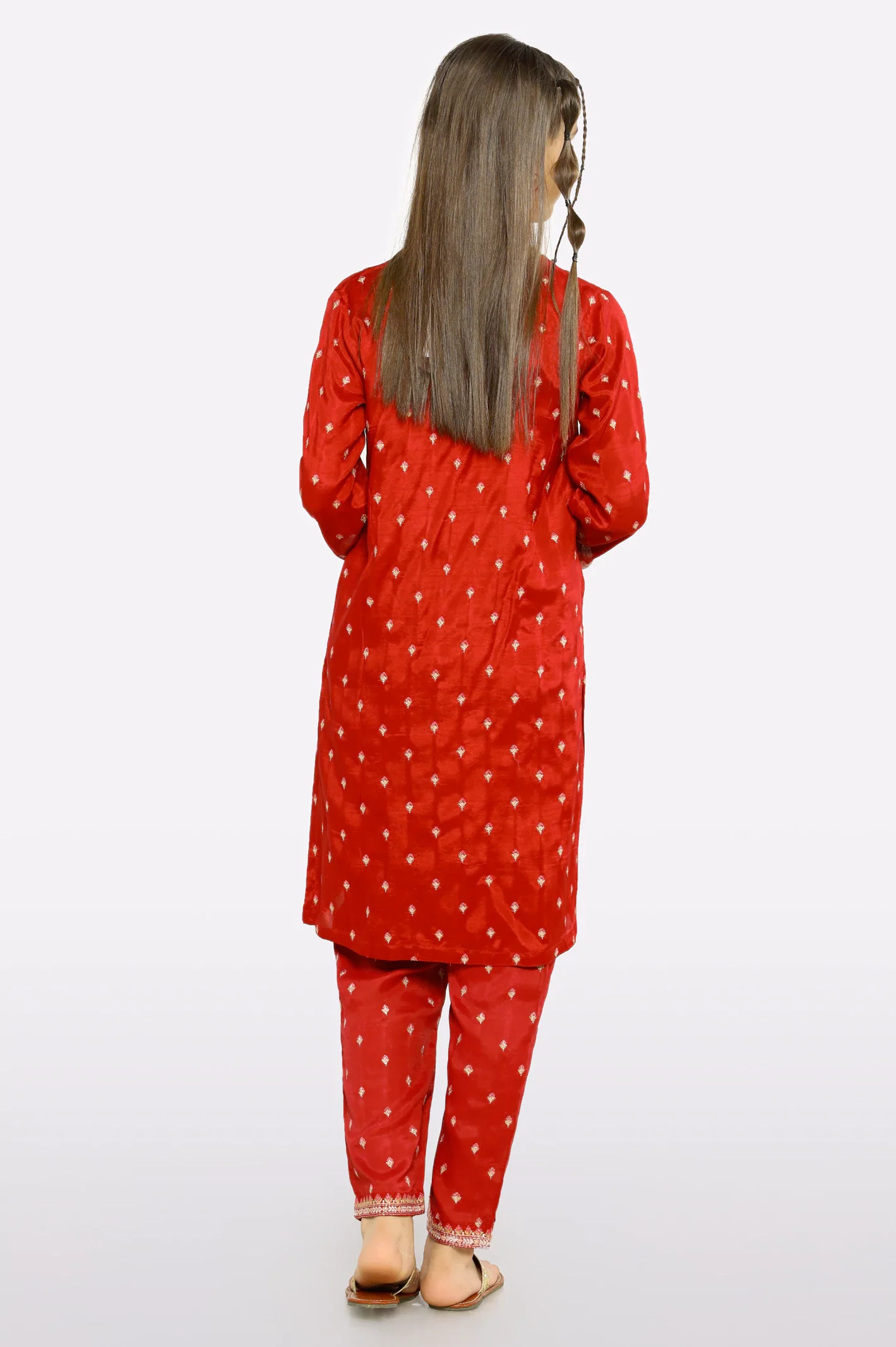 Red Embroidered Girls 2PC - Image 3
