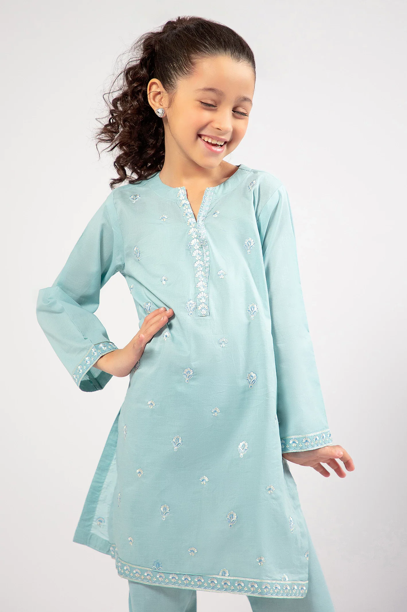 Blue Embroidered Girls 2PC - Image 3