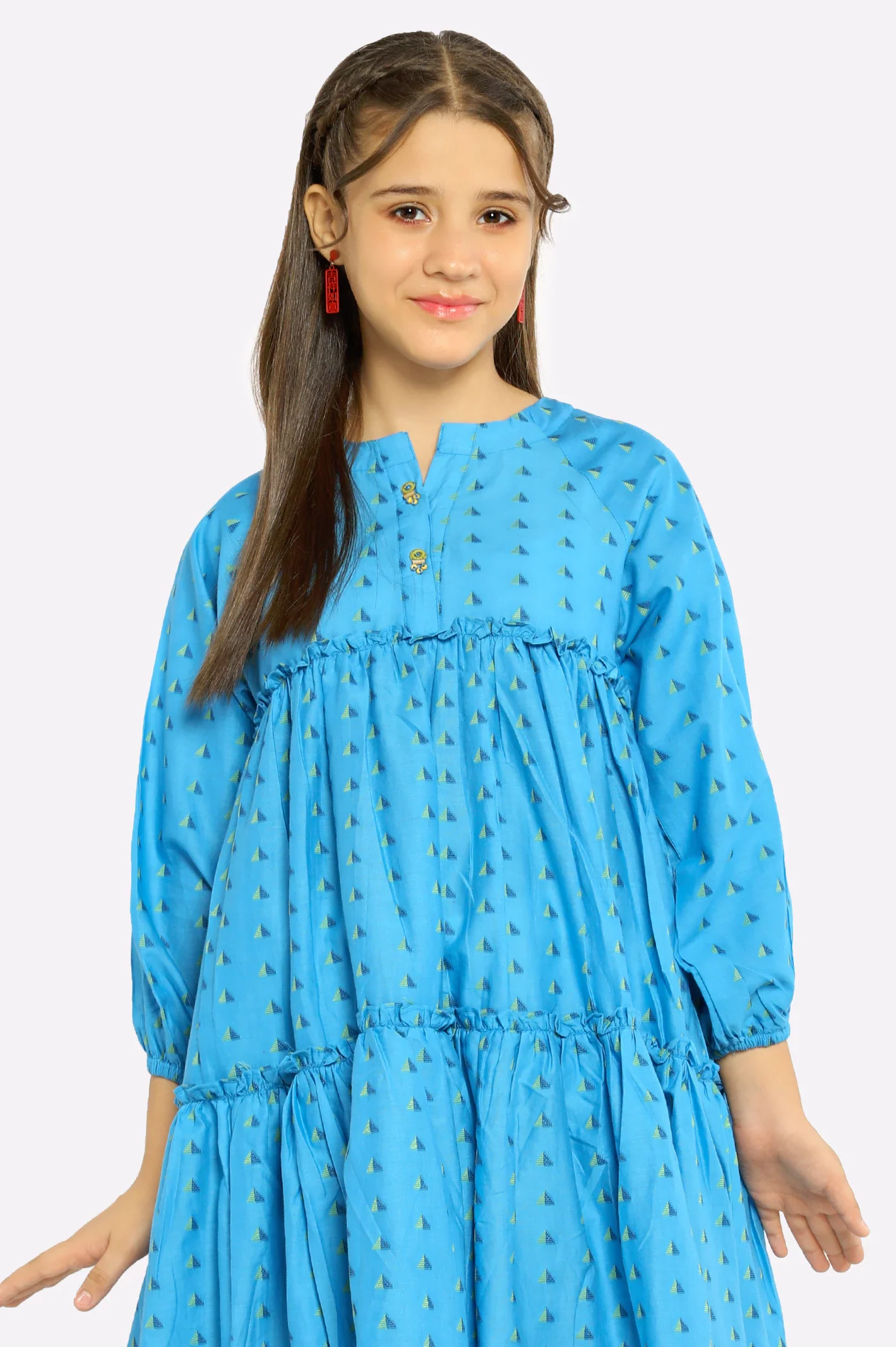 Blue Stylised Girls Kurti - Image 2