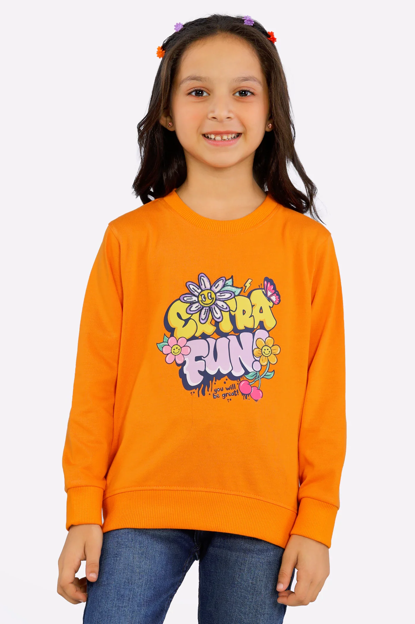 Graphic Printed Girls Sweatshirt - Image 2