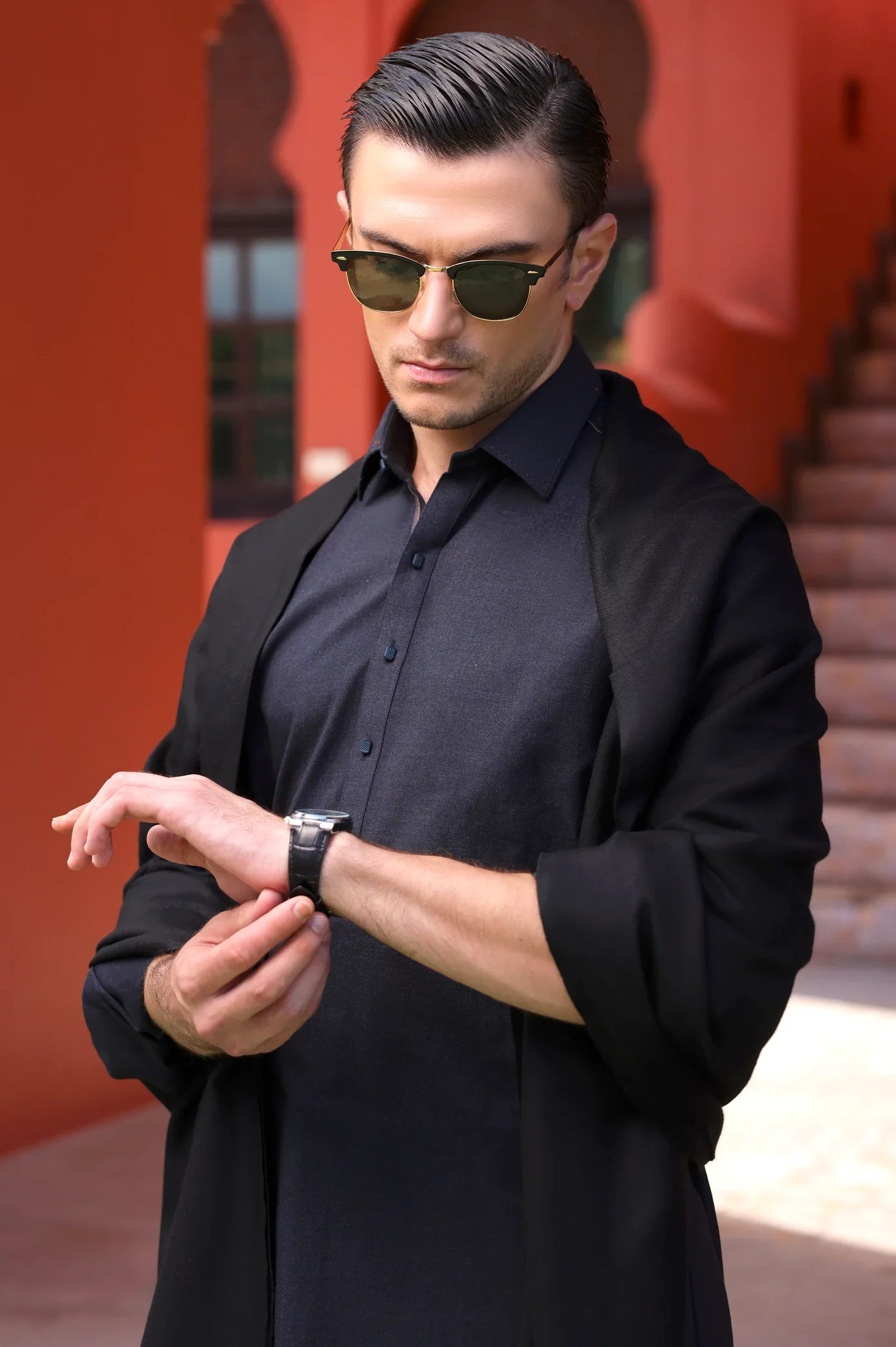 Black Woolen Men Shawl - Image 4