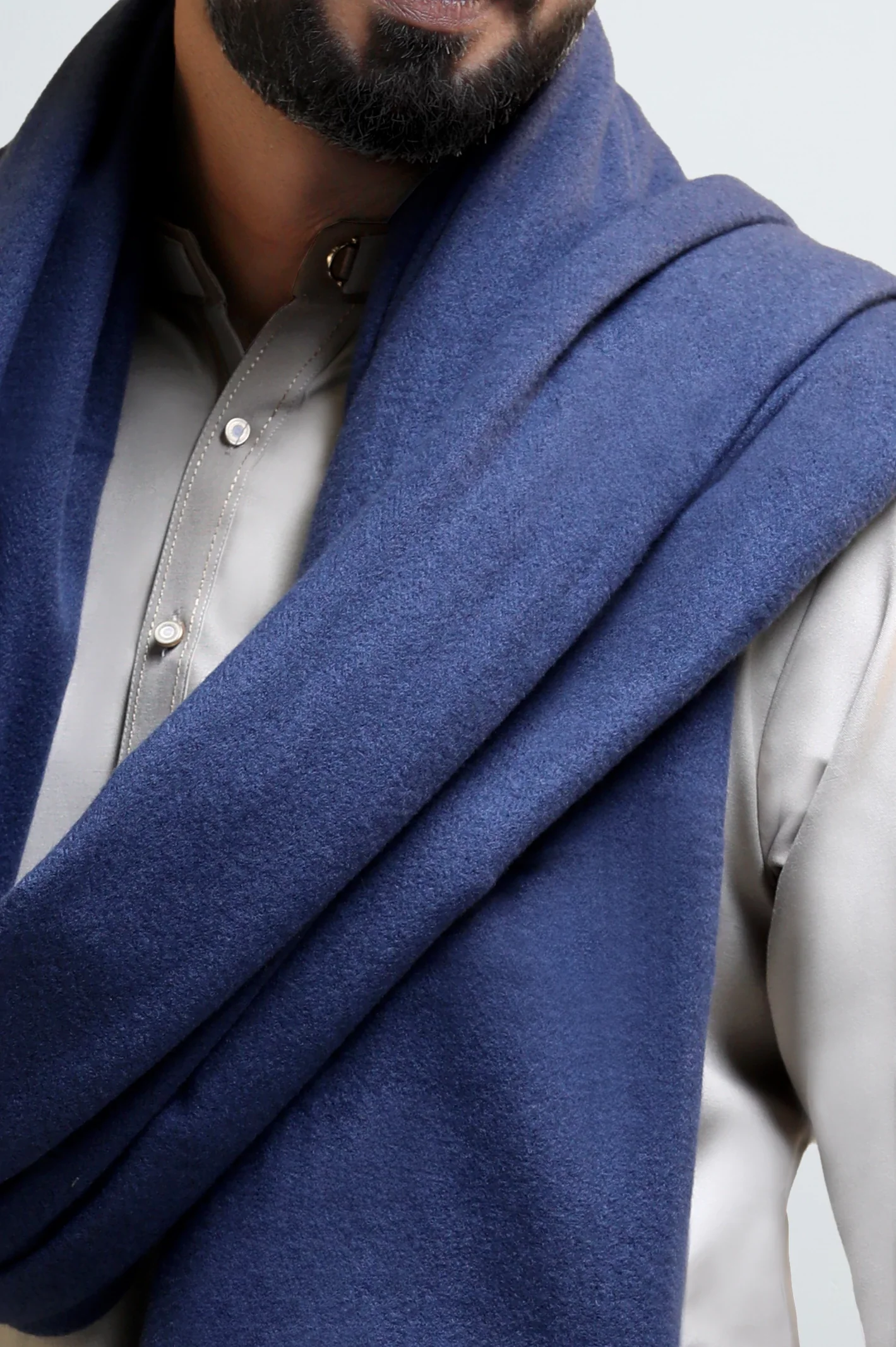 Navy Blue Men's Shawl - Image 3