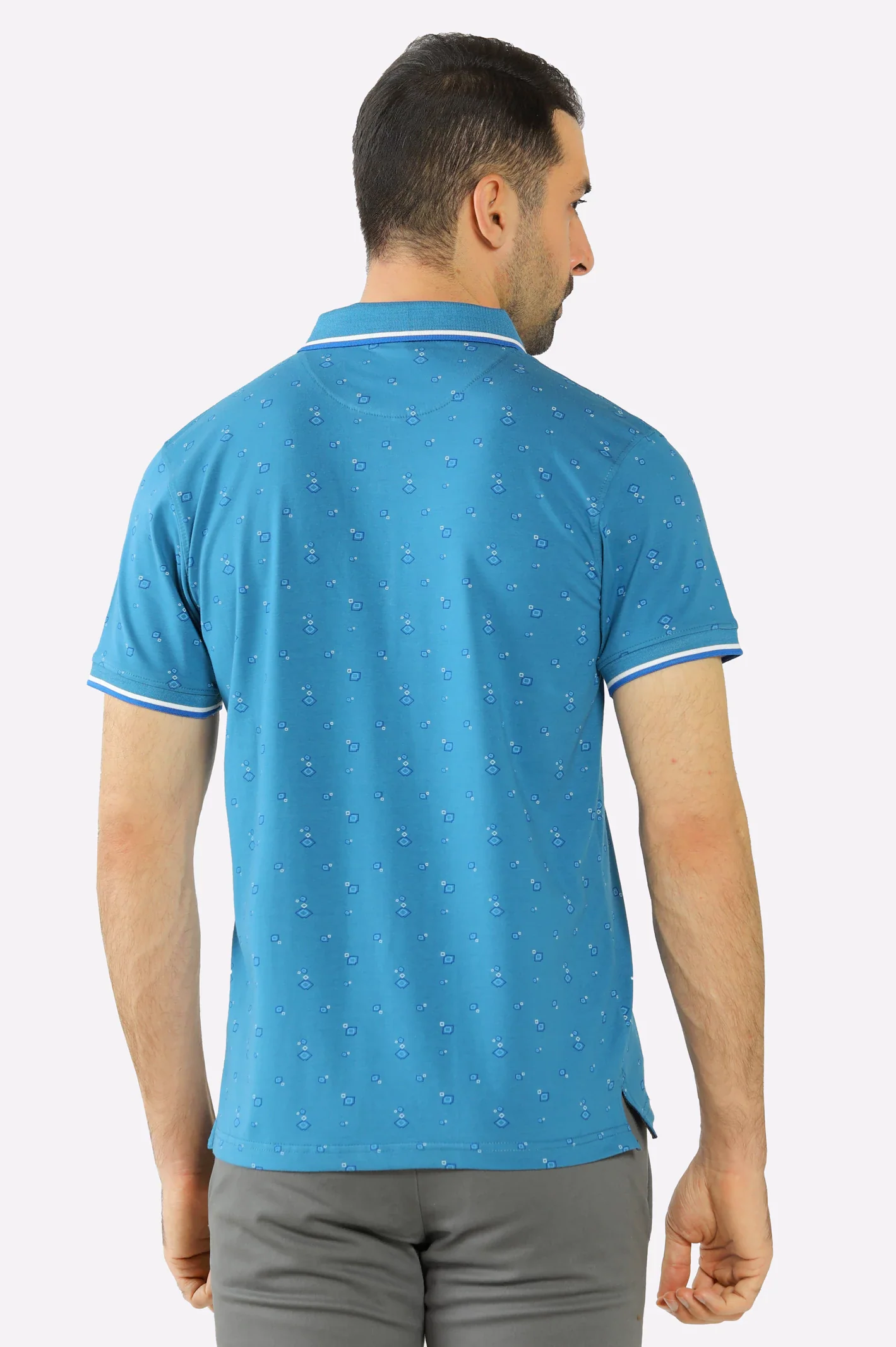 Blue All Over Printed Polo - Image 3
