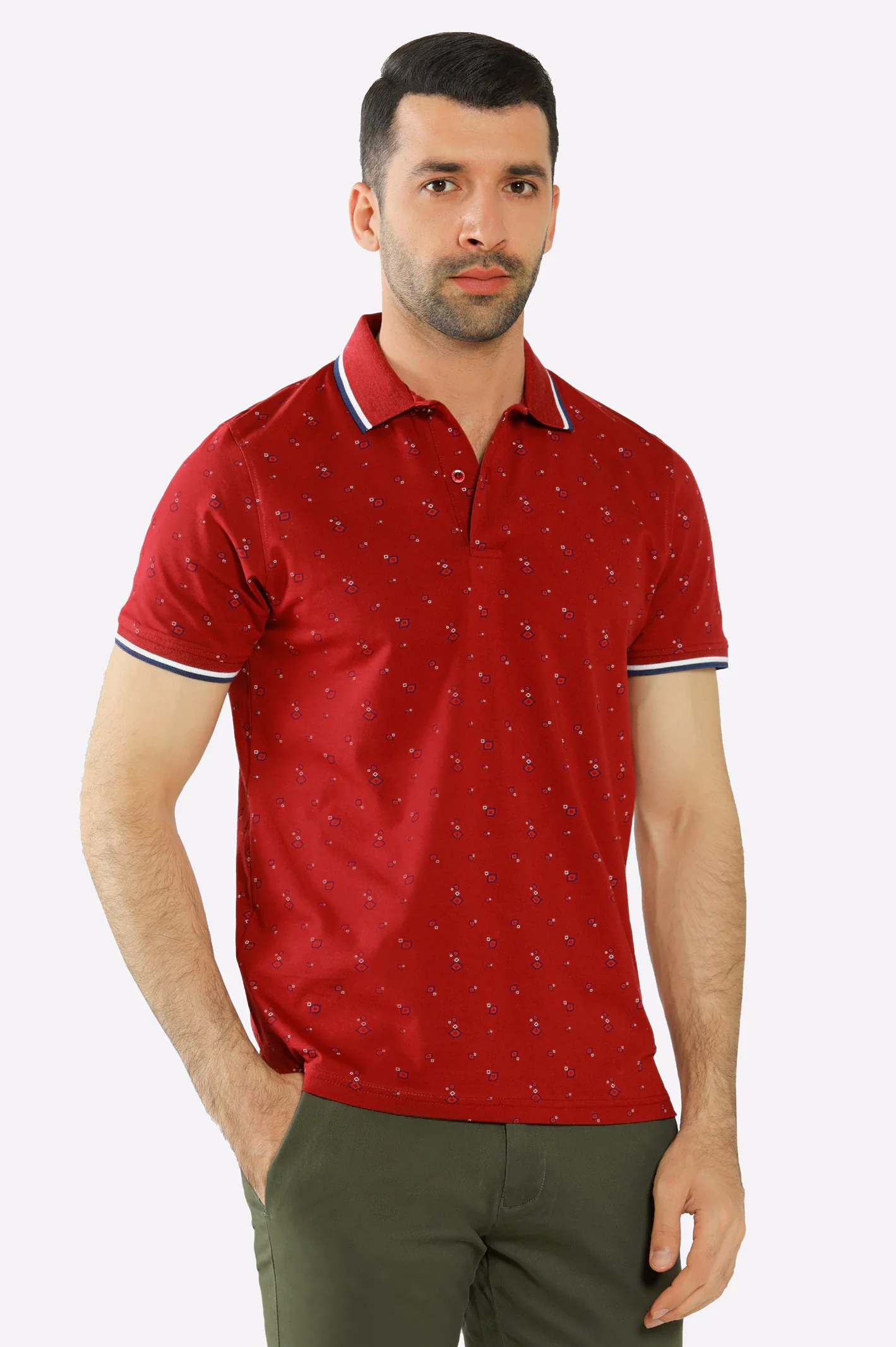 Red All Over Printed Polo