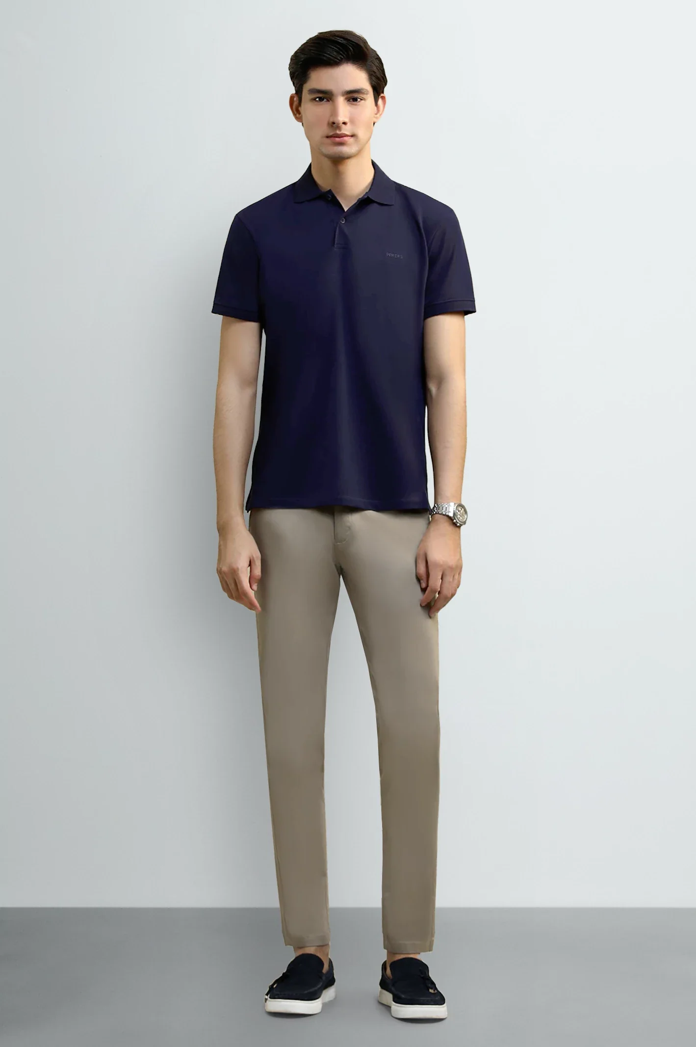 Navy Blue Solid Collar Polo - Image 2